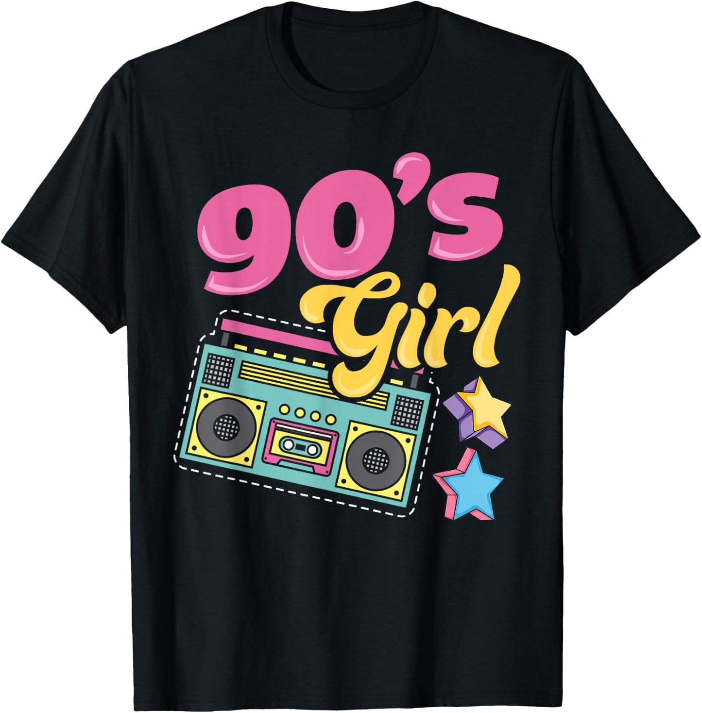 90s Party 90's Girl Party Outfit Costume Vintage Retro T-Shirt - T-Shirt | Black