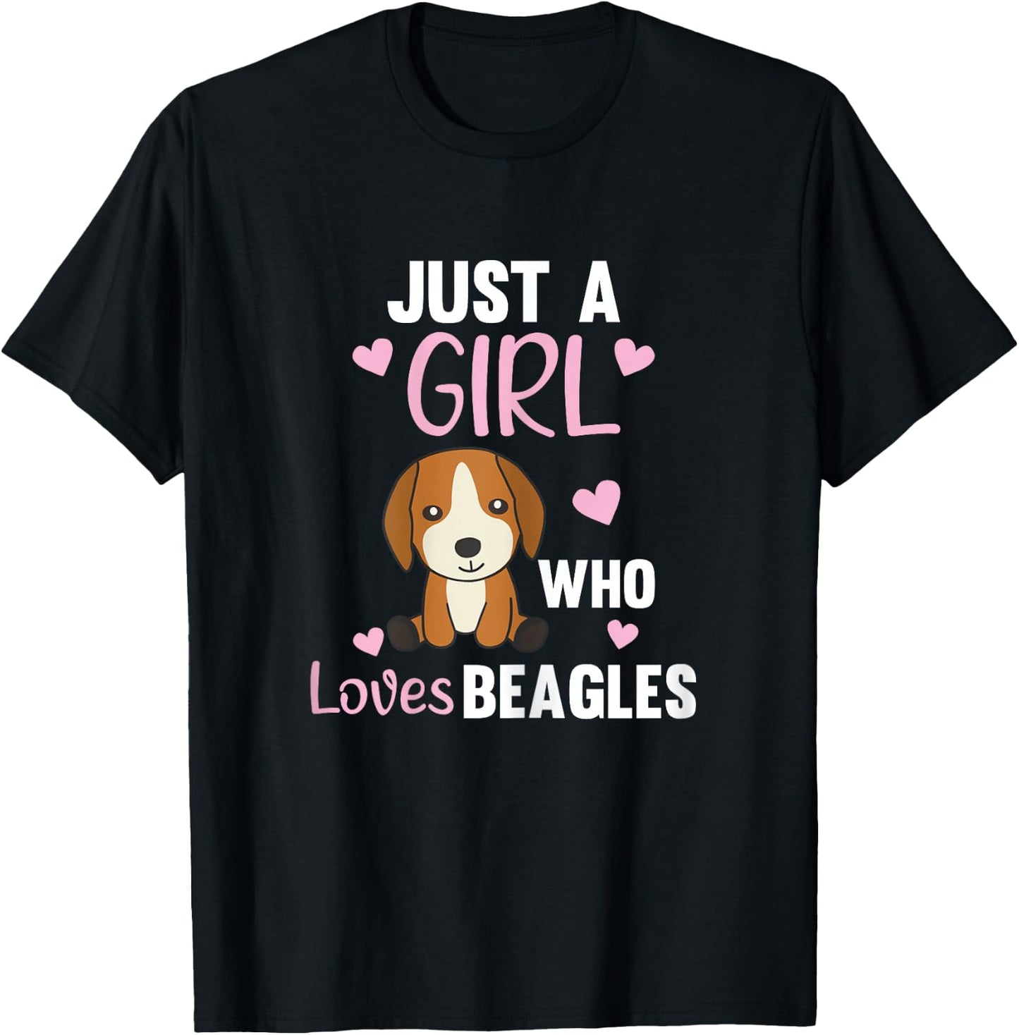 Just A Girl Who Loves Beagles Kawaii Dog Beagle For Girls T-Shirt - T-Shirt | Black