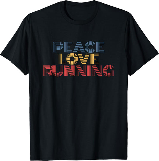 Peace Love Running T-Shirt - T-Shirt | Black
