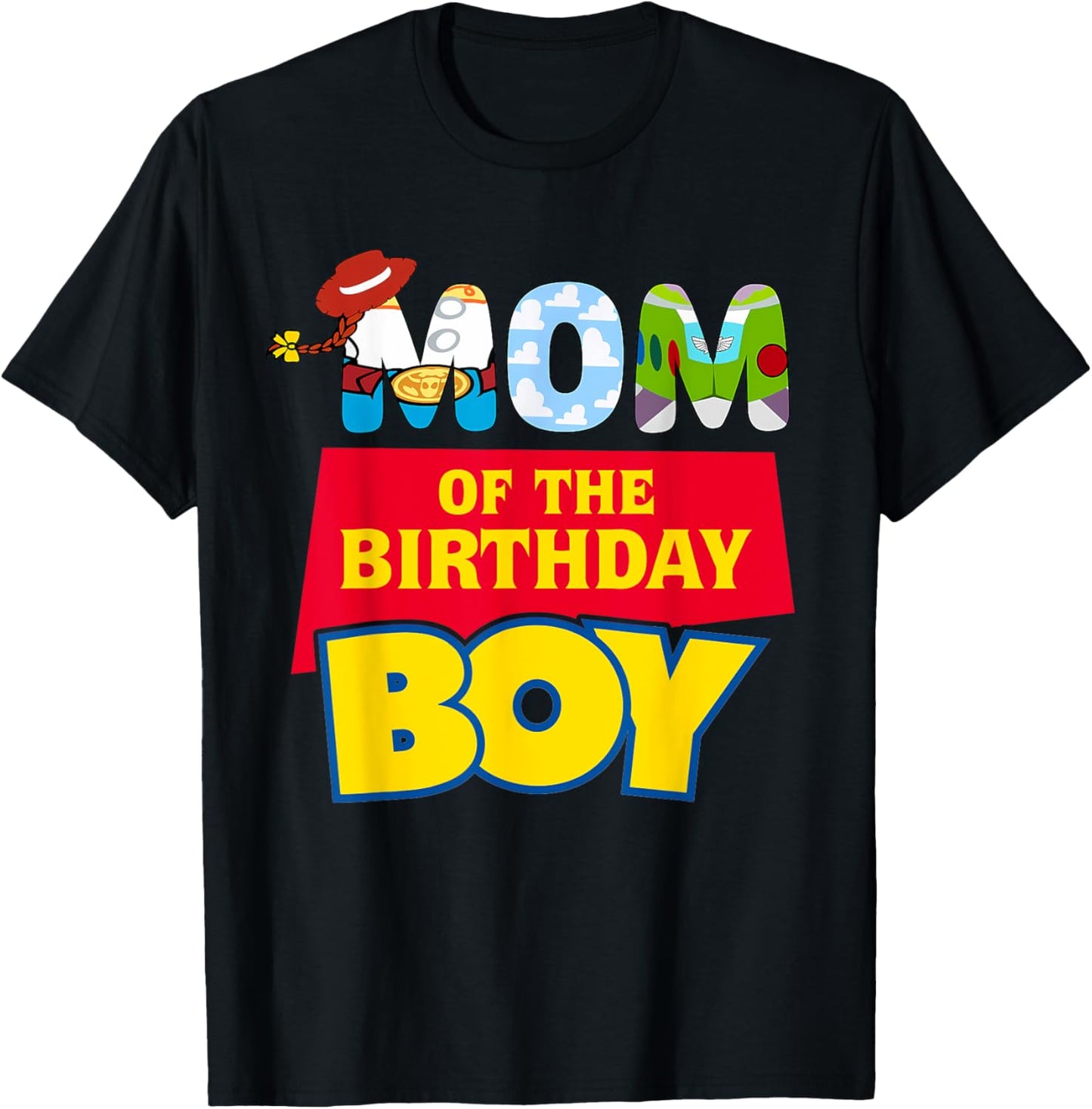 Mom Of The Birthday Boy Funny Story Family Matching Toy T-Shirt - T-Shirt | Black