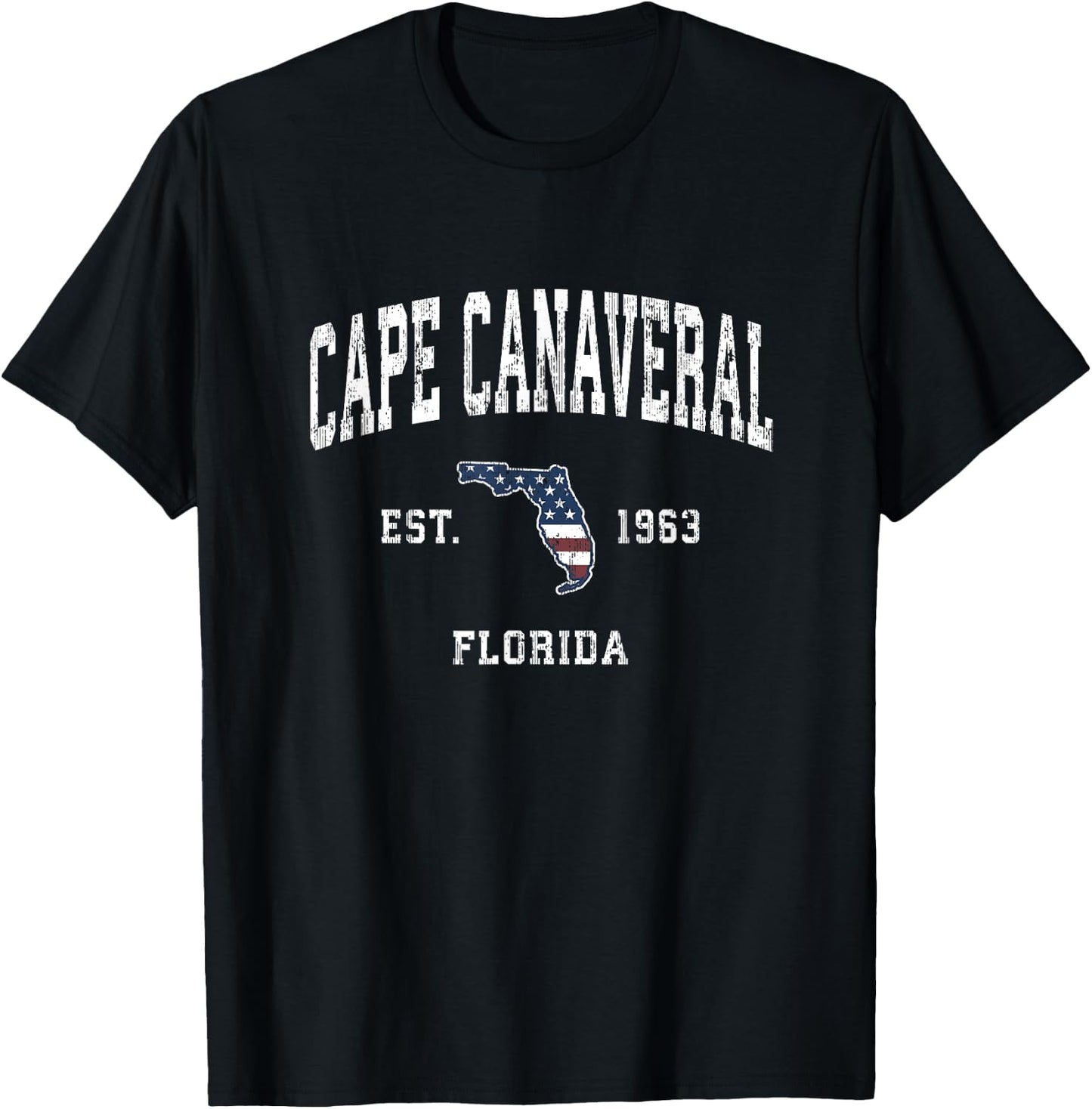 Cape Canaveral Florida FL Vintage American Flag Design Kids Men T-Shirt - T-Shirt | Black