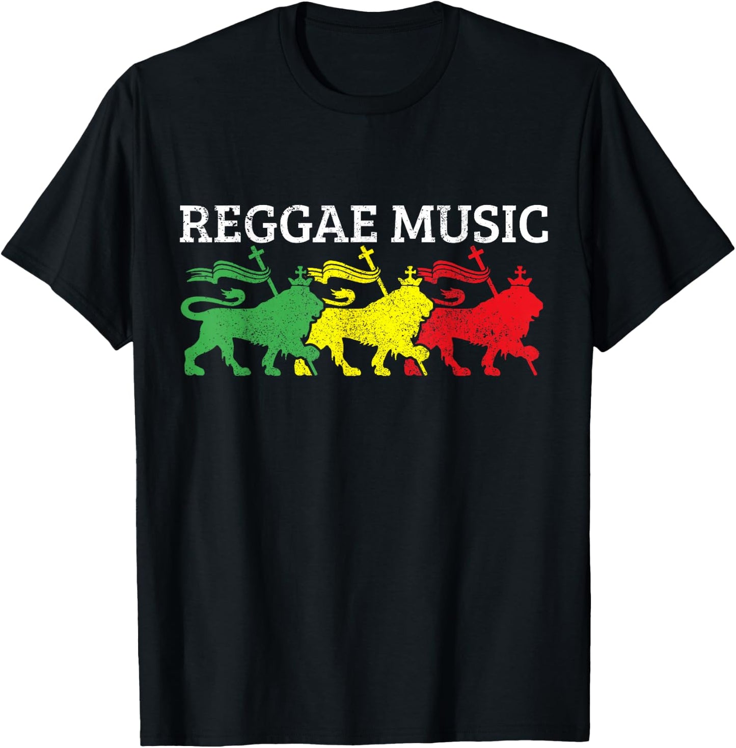 Reggae Music Rastafari Jamaica Lion Of Judah Rasta Gift T-Shirt - T-Shirt | Black