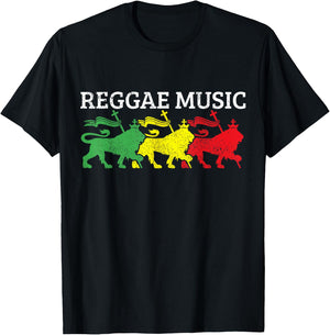 Reggae Music Rastafari Jamaica Lion Of Judah Rasta Gift T-Shirt - T-Shirt | Black