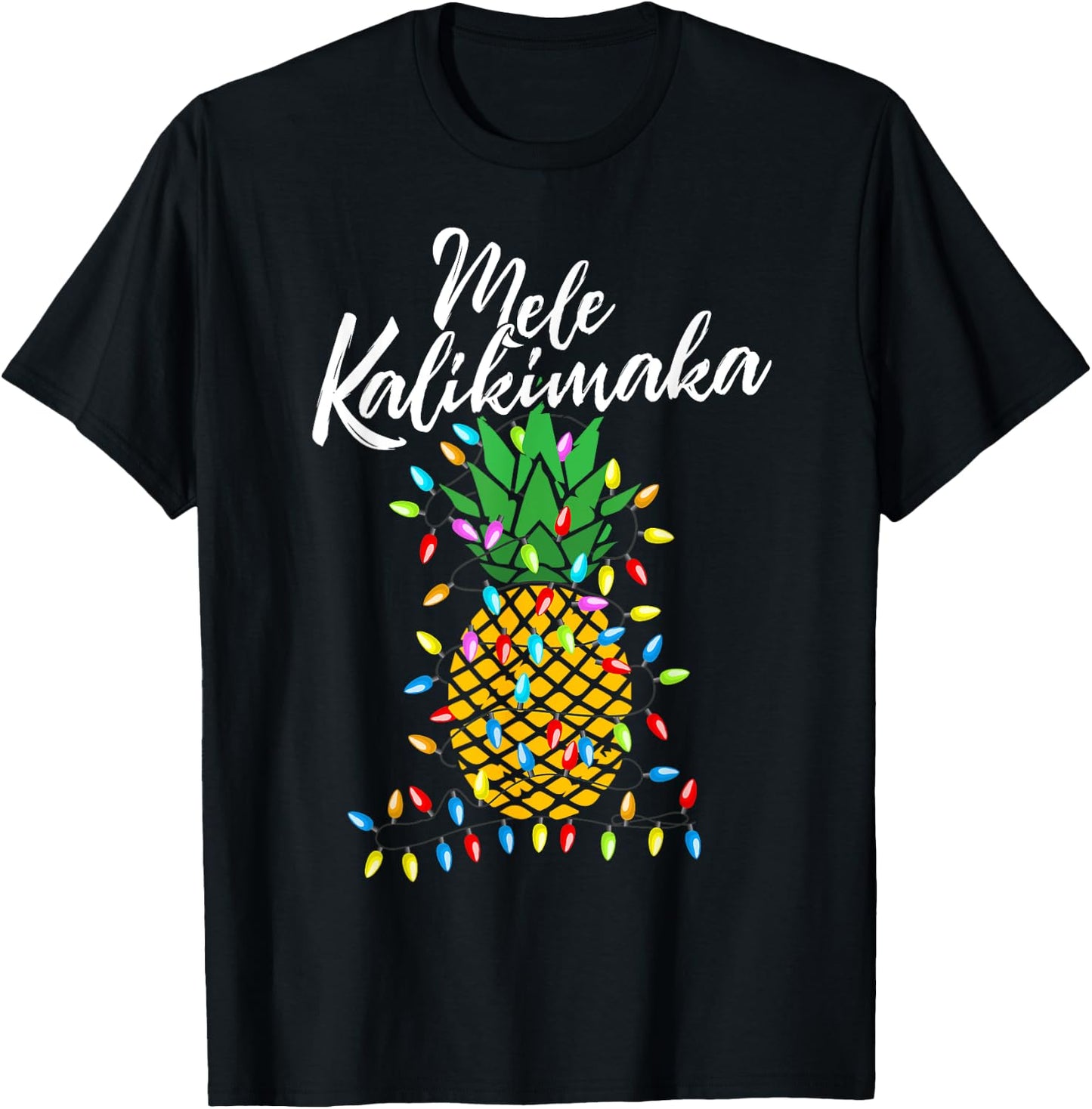Mele Kalikimaka Pineapple Hawaii - Merry Christmas T-Shirt - T-Shirt | Black