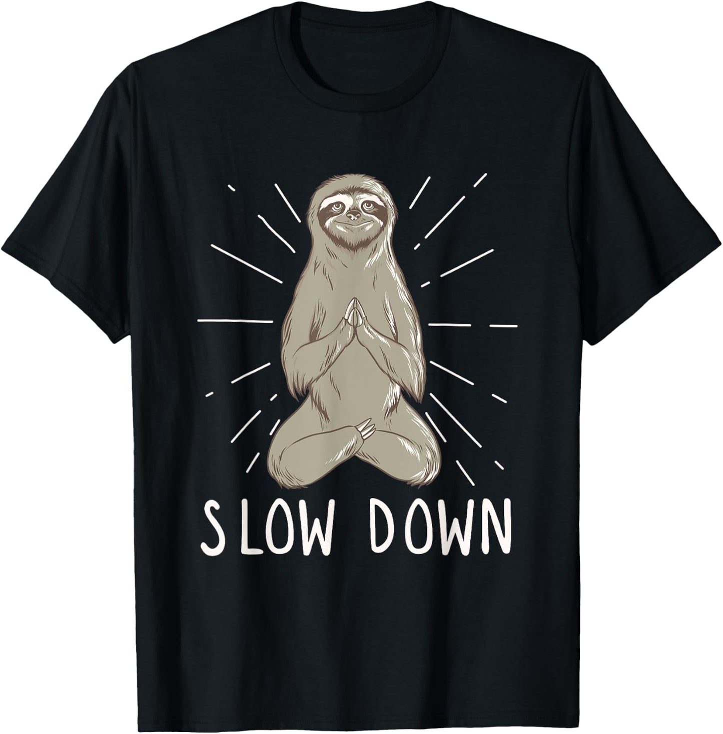 Slow Down Yoga Sloth - Funny Meditation & Yoga T-Shirt - T-Shirt | Black