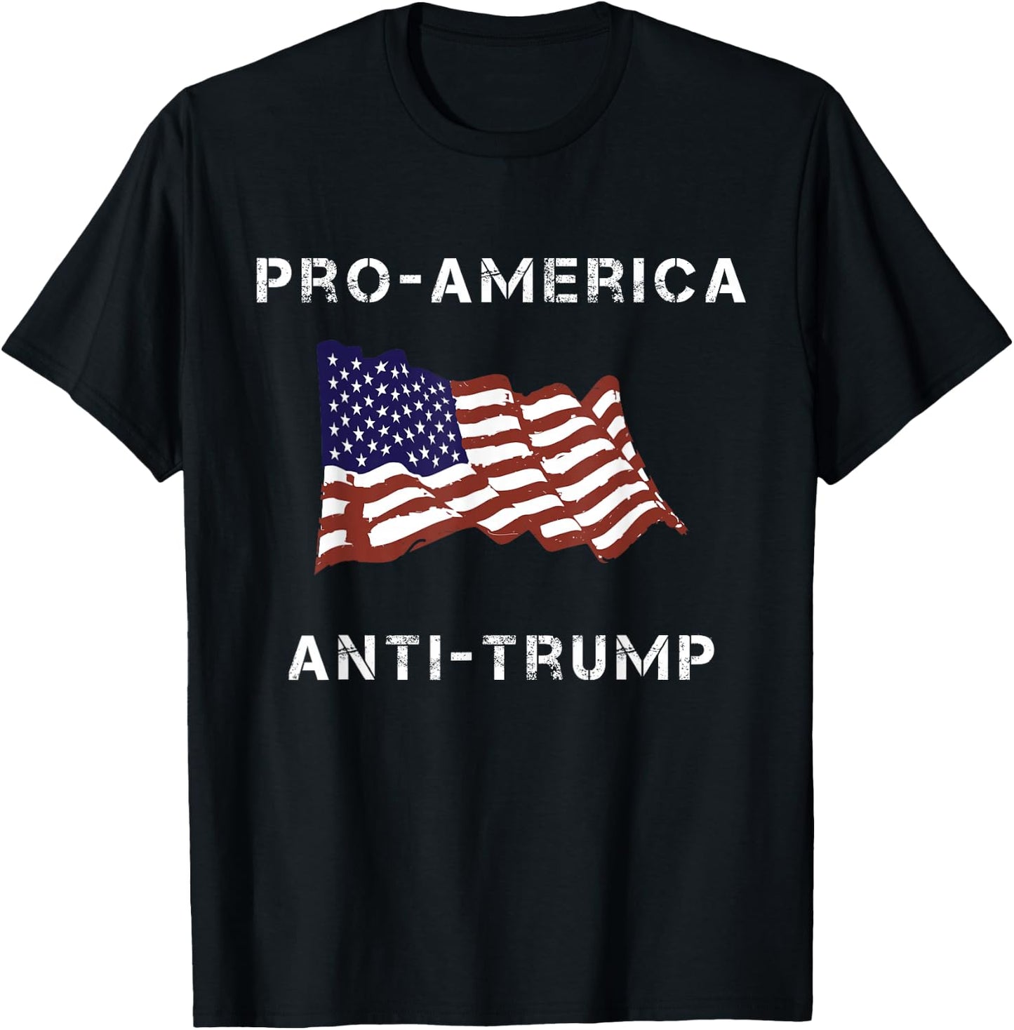 Pro-America Anti-Trump American USA Flag T-Shirt - T-Shirt | Black