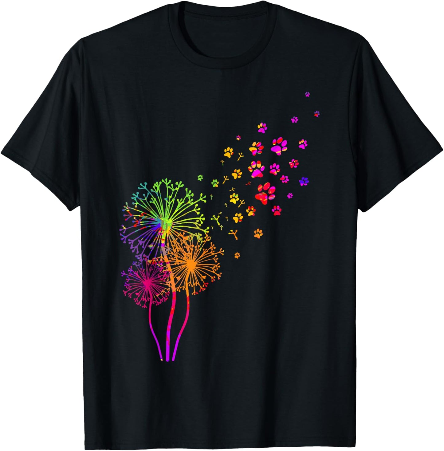 Dandelion Paw Print T-Shirt - T-Shirt | Black