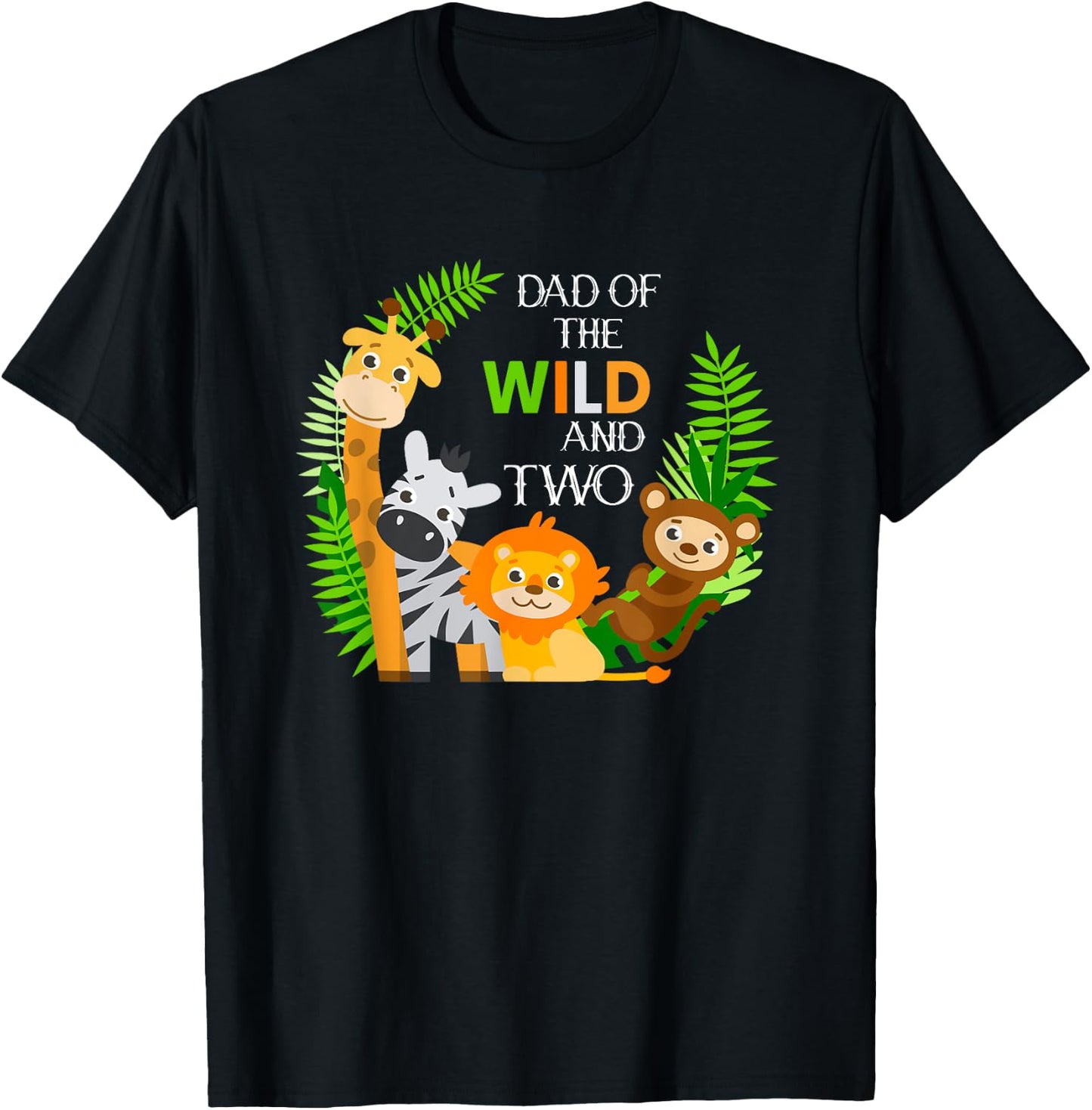 Dad Of The Wild And Two Zoo Theme Bday Party Cute Zoo Staff T-Shirt - T-Shirt | Black