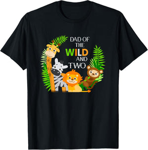 Dad Of The Wild And Two Zoo Theme Bday Party Cute Zoo Staff T-Shirt - T-Shirt | Black