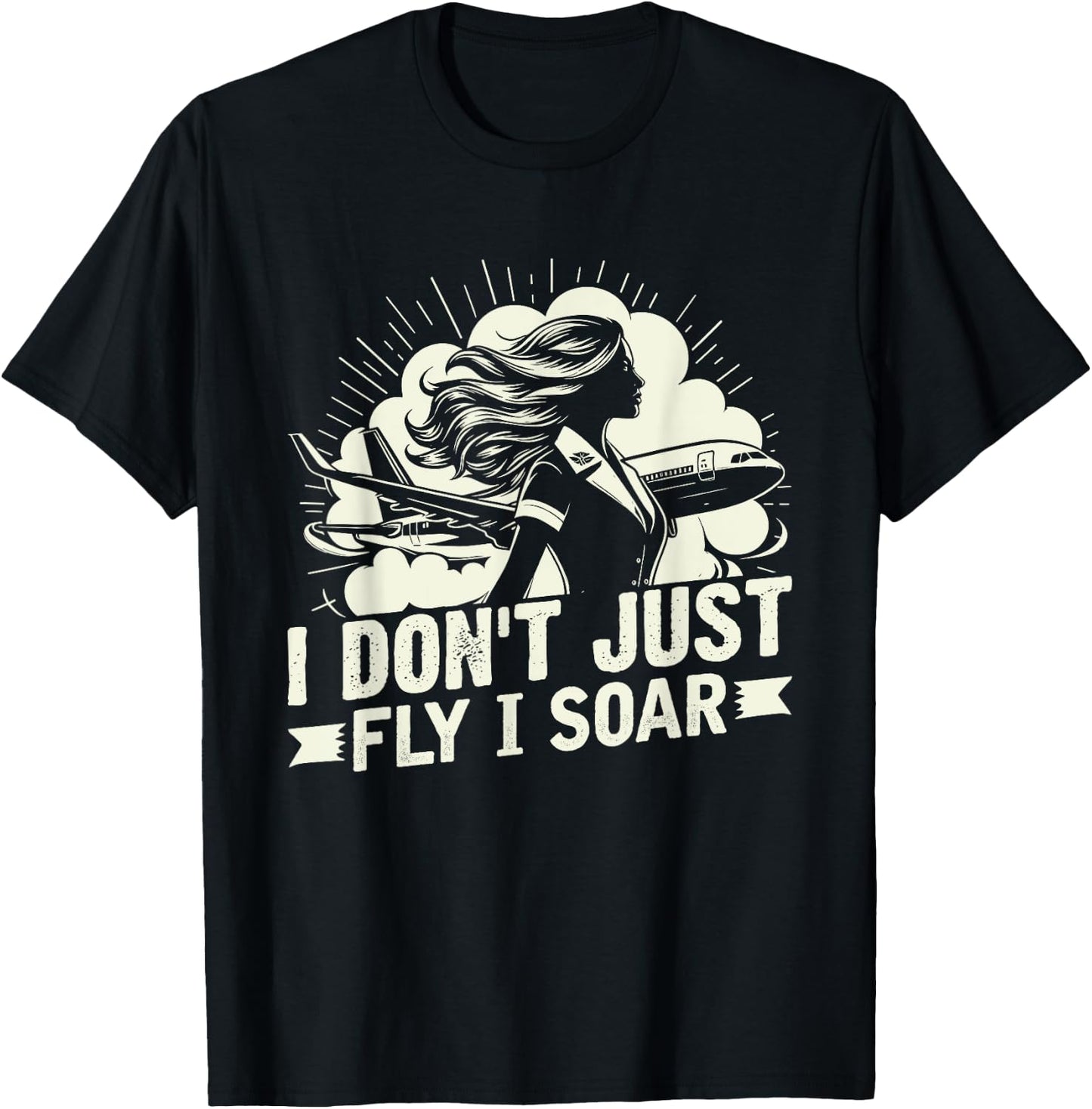 I dont just fly i soar Flight Attendant T-Shirt - T-Shirt | Black