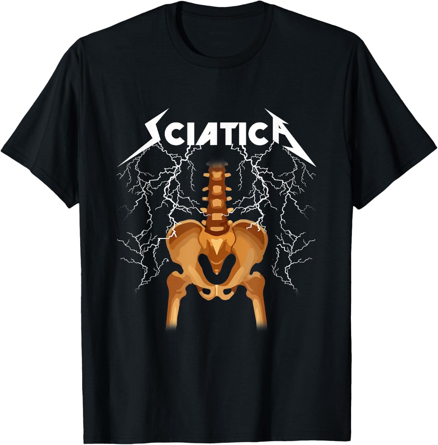 Sciatica Skeleton Nerve Rock Humour T-Shirt - T-Shirt | Black