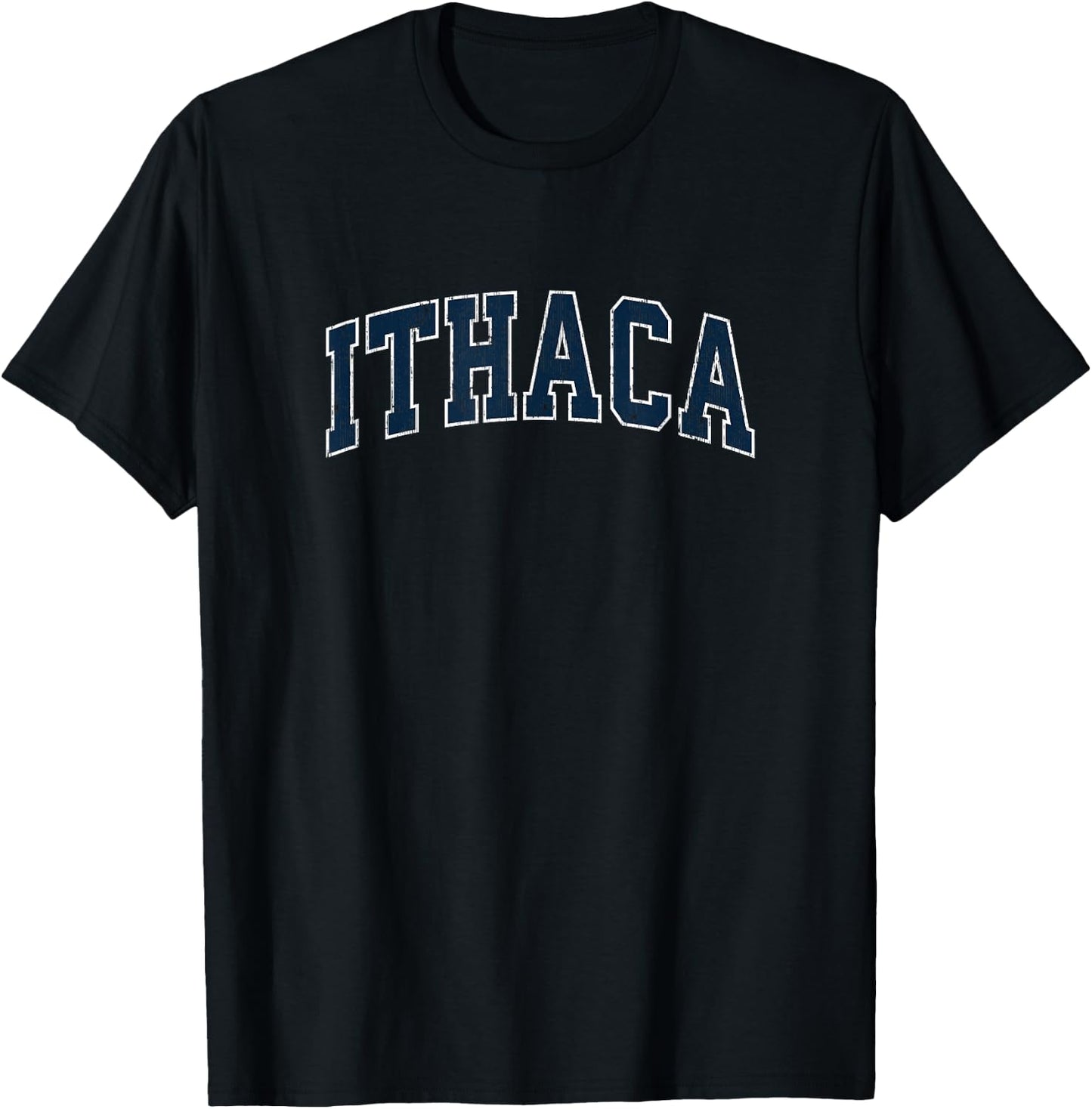 Ithaca New York NY Vintage Sports Design Navy Design T-Shirt - T-Shirt | Black
