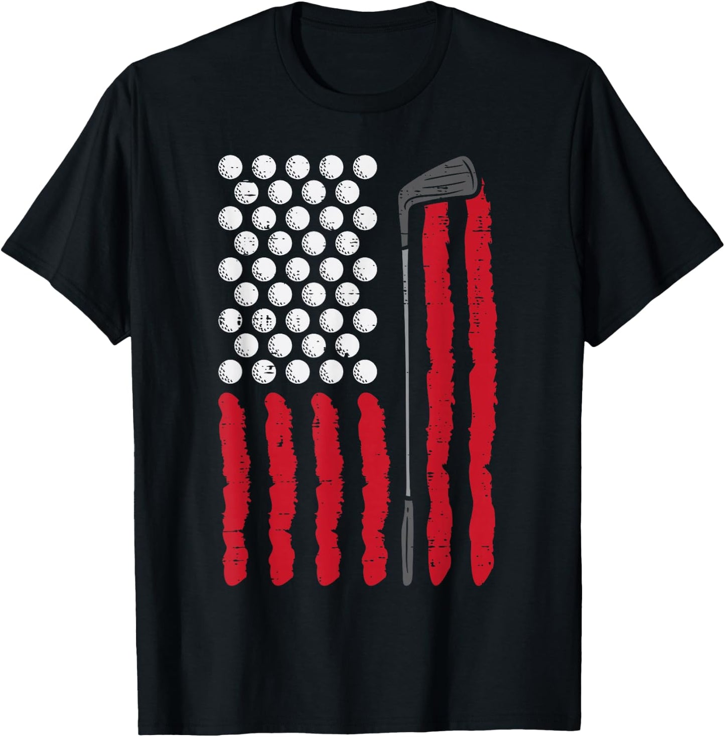 American Flag Golf Balls And Club Vintage Golfing Golfer T-Shirt - T-Shirt | Black