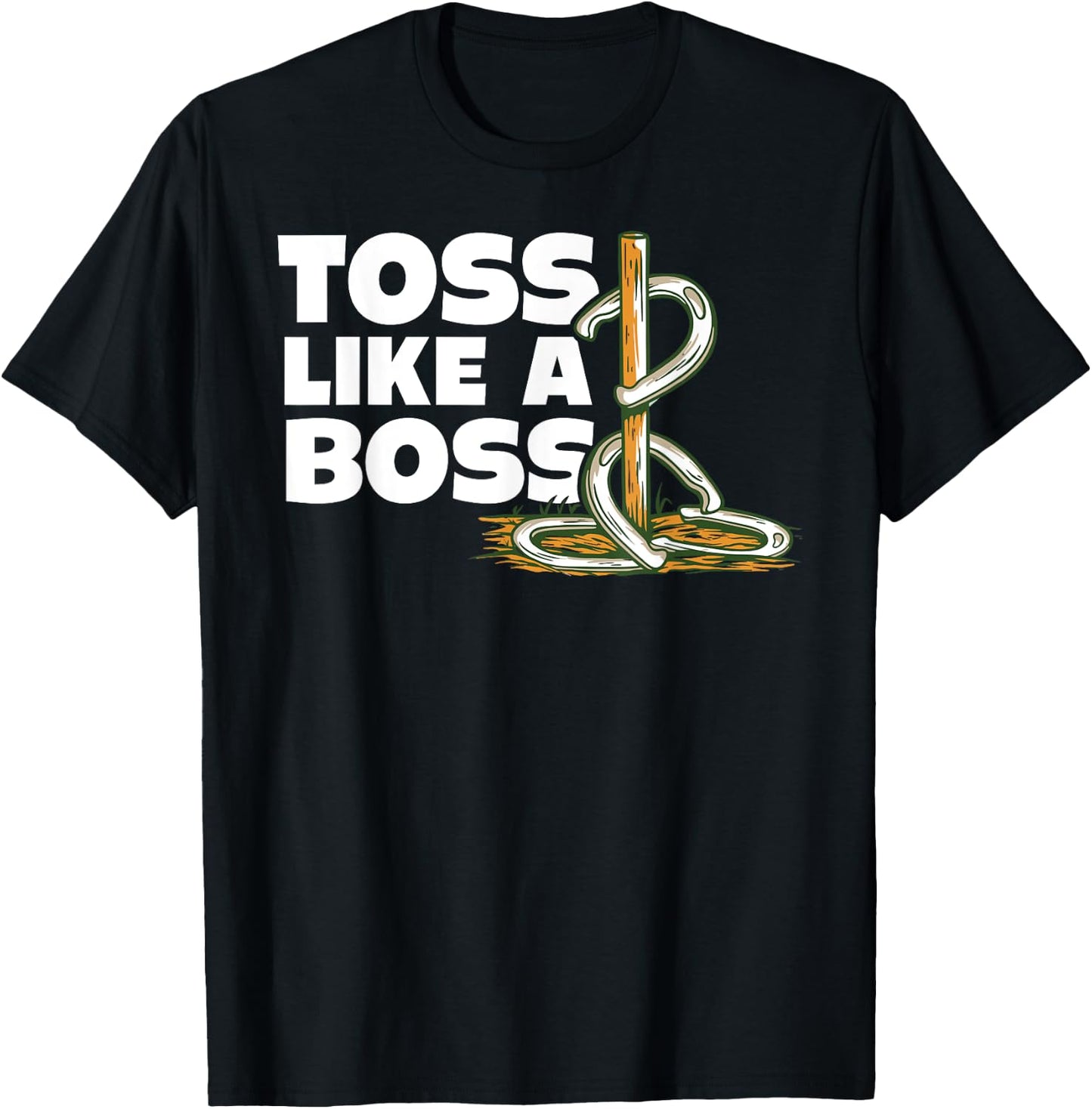 Horseshoe pitching toss like boss horseshoe throwing design T-Shirt - T-Shirt | Black