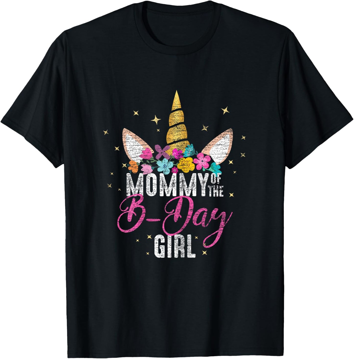 Mommy Of The B Day Girl Mother Gifts Unicorn Birthday T-Shirt - T-Shirt | Black