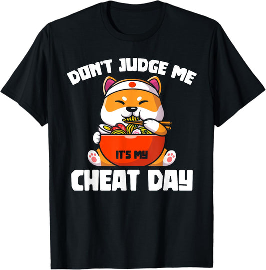 Funny Animal Lover Gift Cute Cat Gym Workout Cheat Day T-Shirt - T-Shirt | Black