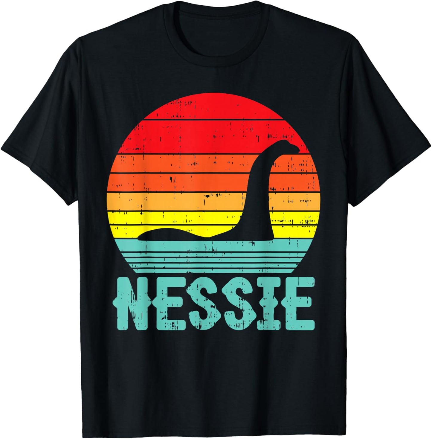 Nessie Loch Ness Monster Retro Nessy Animal Lover Gift T-Shirt - T-Shirt | Black