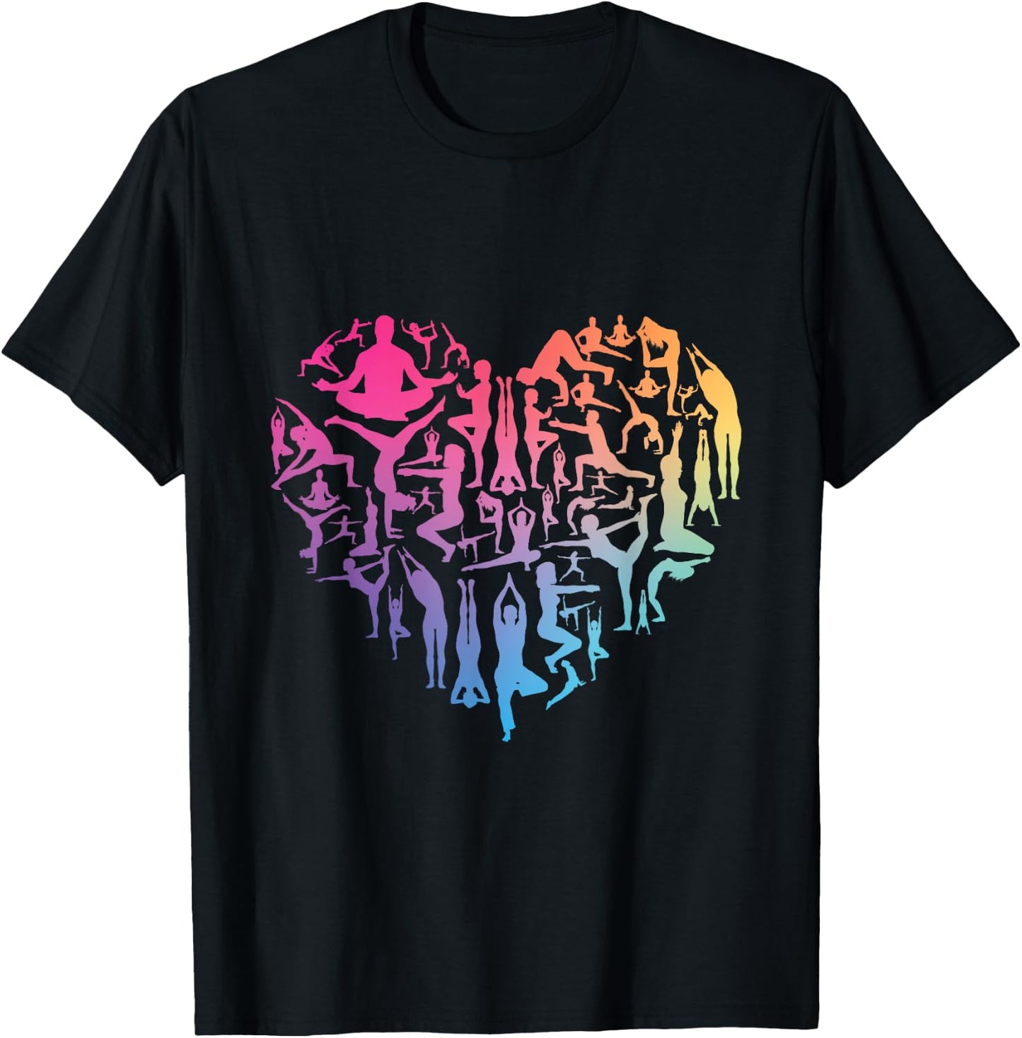 Love Yoga heart meditation pose men girl women Zen Spiritual T-Shirt - T-Shirt | Black