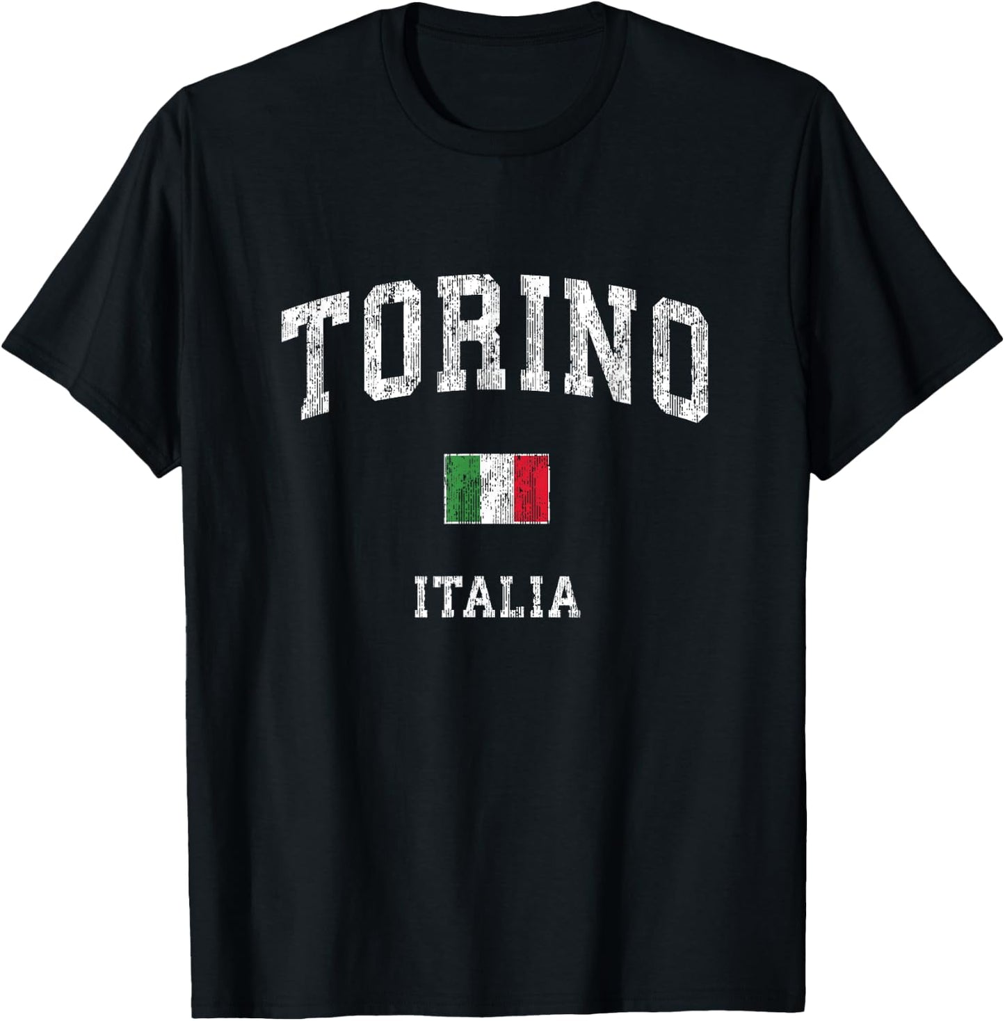 Turin Italy Torino Italia Vintage Athletic Sports Design T-Shirt - T-Shirt | Black