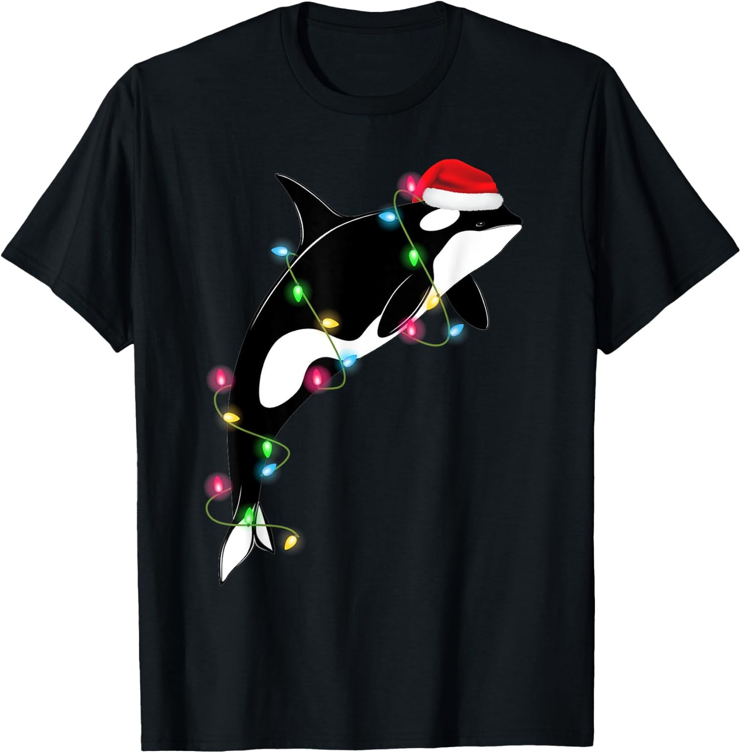 Funny Orca Killer Whale Santa Hat Christmas Sea Animals T-Shirt - T-Shirt | Black