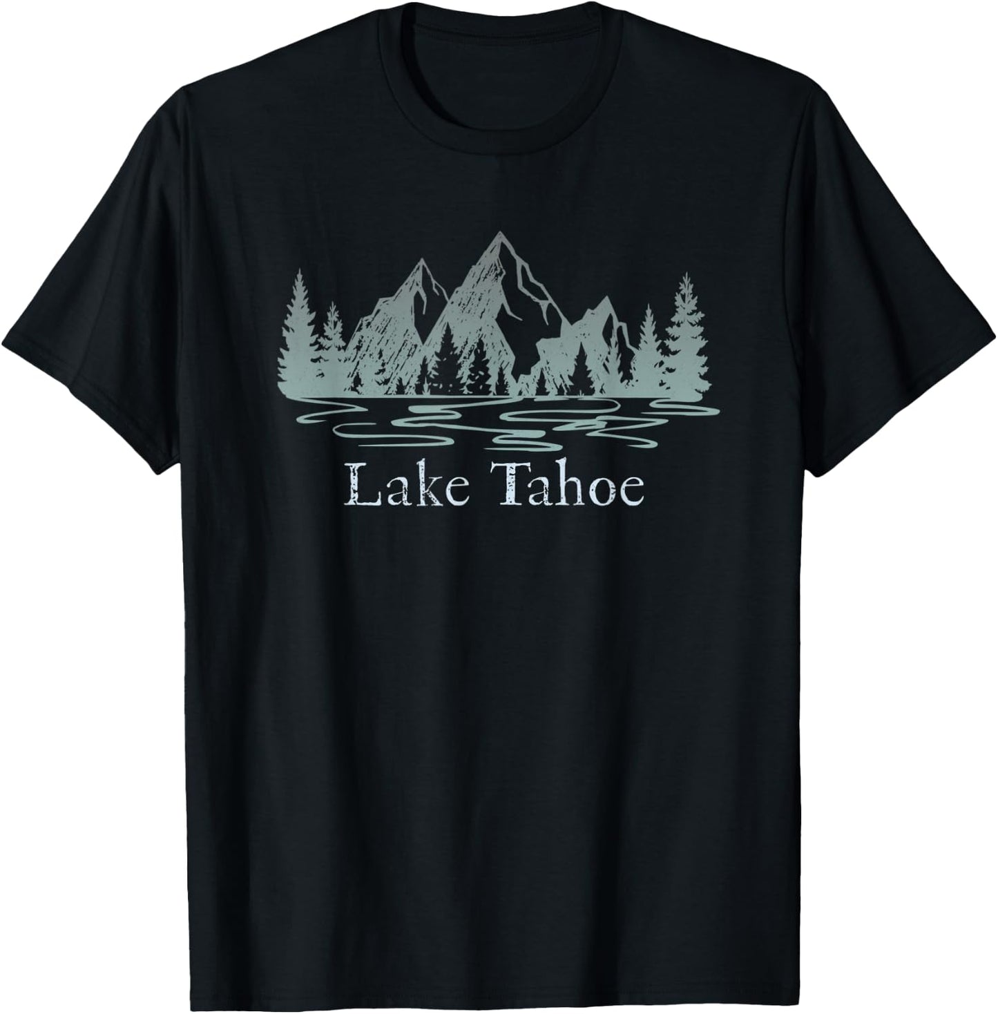 Lake Tahoe CA/NV Mountain Resort Weathered Design Souvenir T-Shirt - T-Shirt | Black