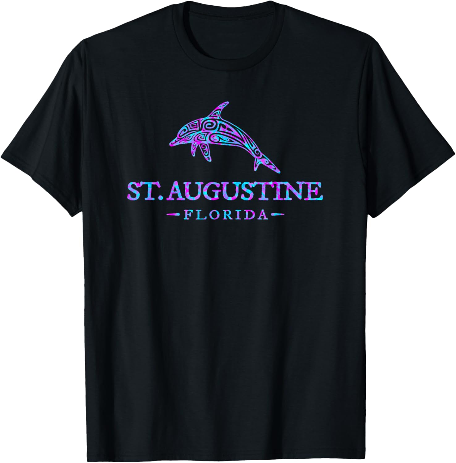 St. Augustine Florida Colorful Dolphin Girls Boys T-Shirt - T-Shirt | Black