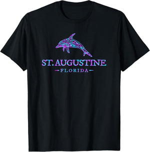 St. Augustine Florida Colorful Dolphin Girls Boys T-Shirt - T-Shirt | Black
