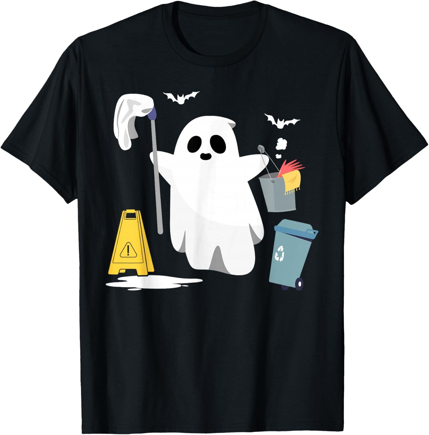 School Custodian Janitor Ghost Halloween T-Shirt - T-Shirt | Black