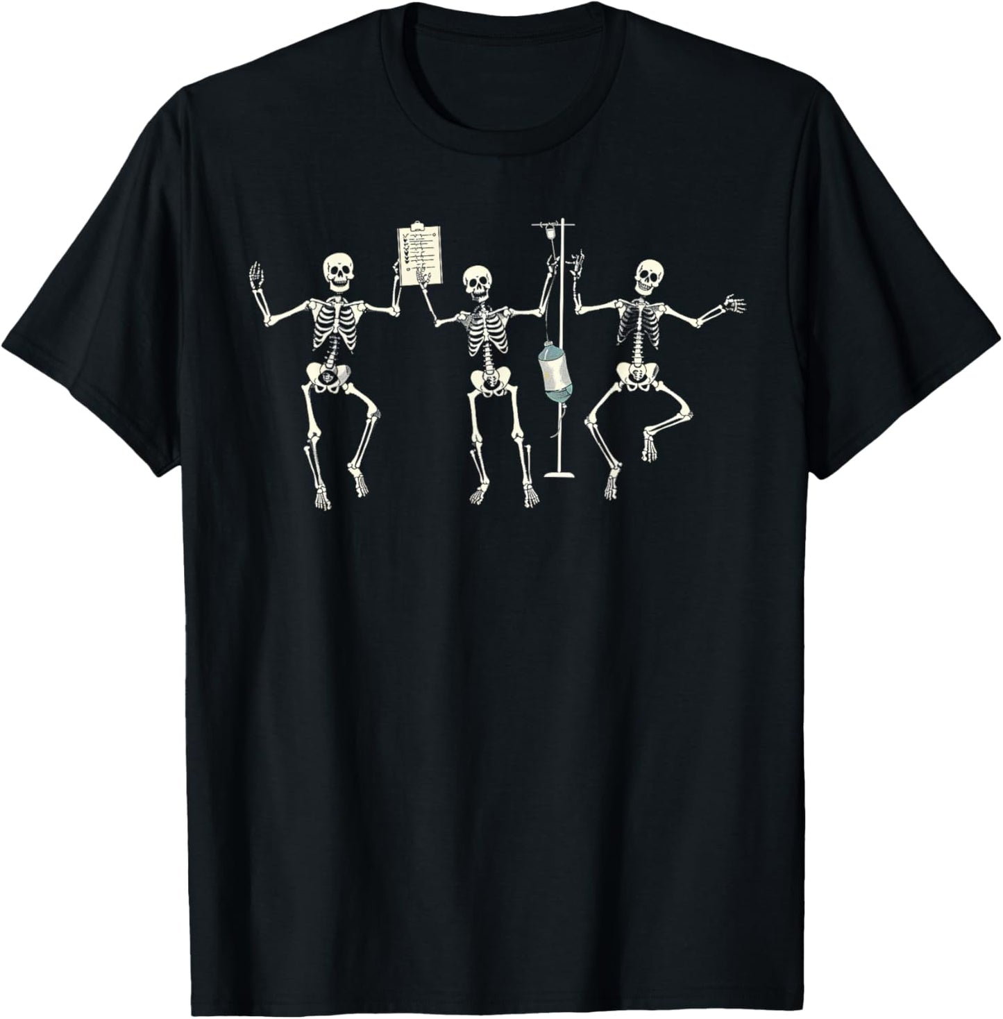 Funny Nurse Skeleton Halloween Healthcare Crew Skeleton T-Shirt - T-Shirt | Black