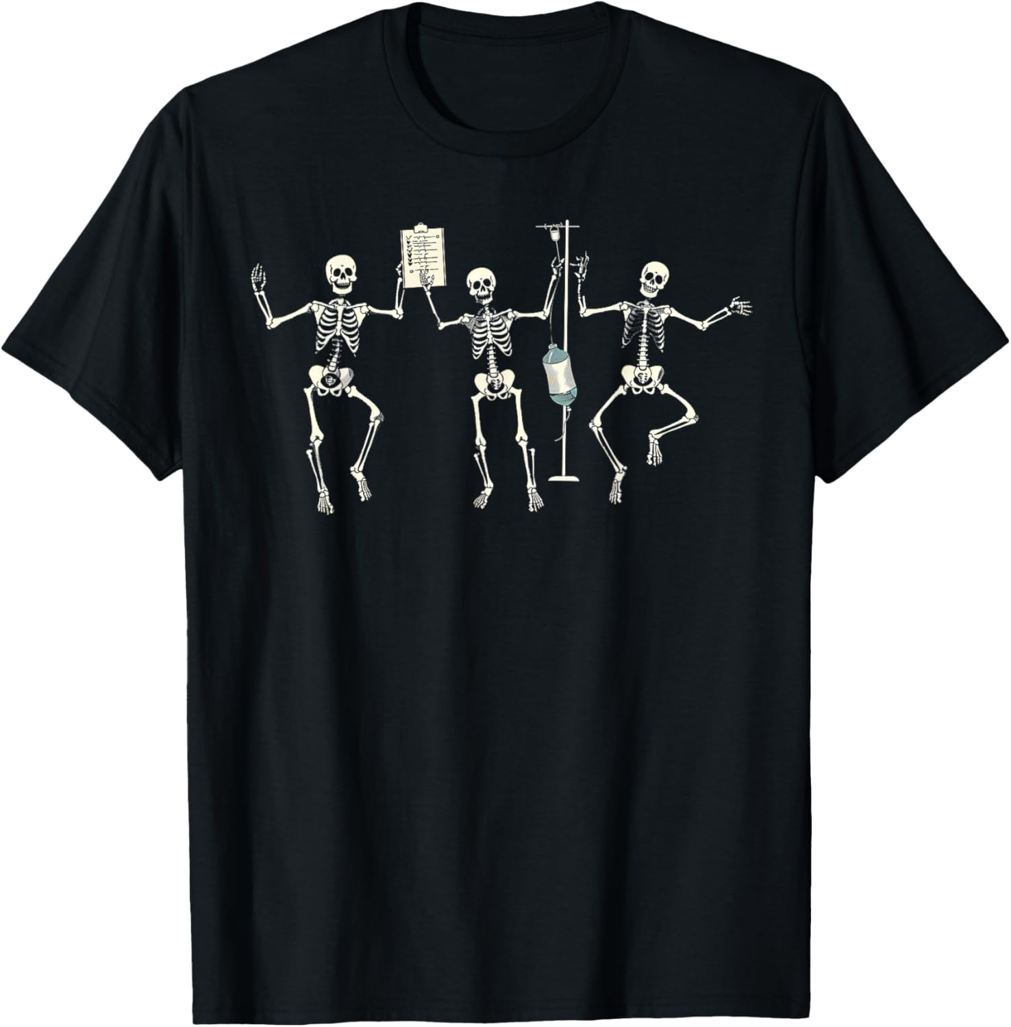 Funny Nurse Skeleton Halloween Healthcare Crew Skeleton T-Shirt - T-Shirt | Black