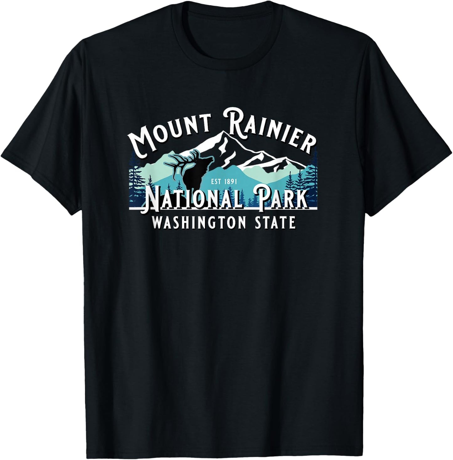 Vintage Mount Rainier National Park Washington Souvenir T-Shirt - T-Shirt | Black