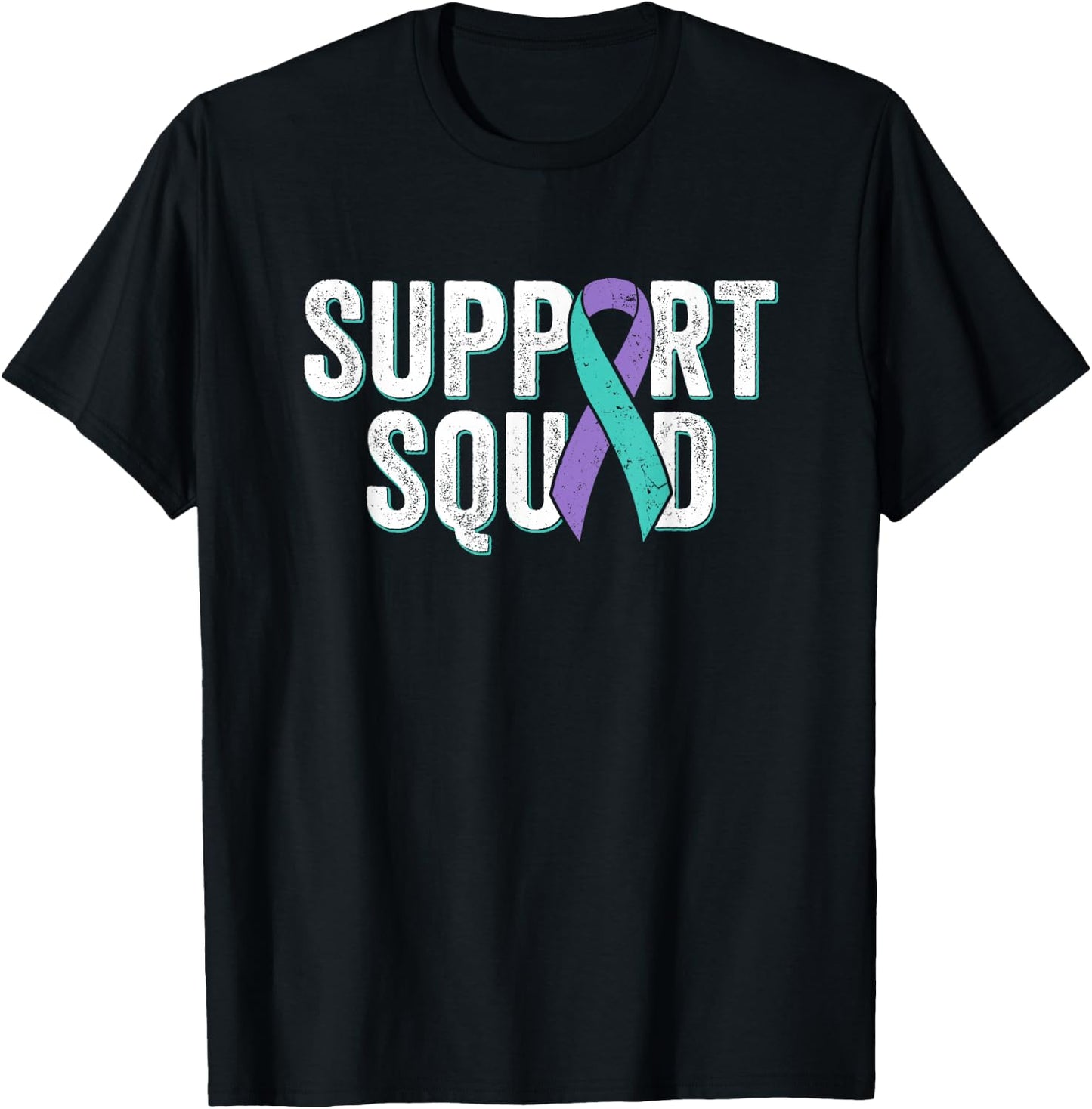 Suicide Prevention Support Squad - Teal Purple Awareness T-Shirt - T-Shirt | Black