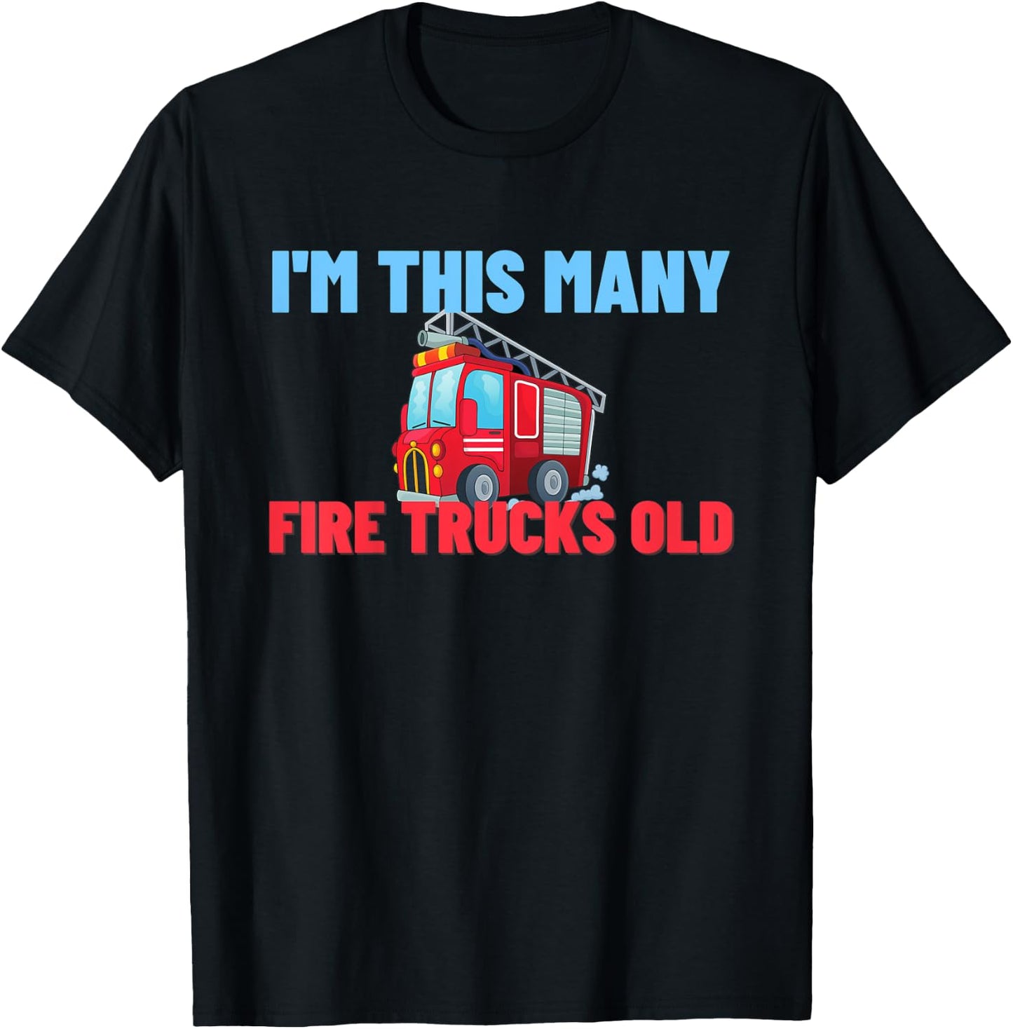 Kids Fire Truck 1st Birthday Gift Kids Boy Firefighter 1 Year T-Shirt - T-Shirt | Black