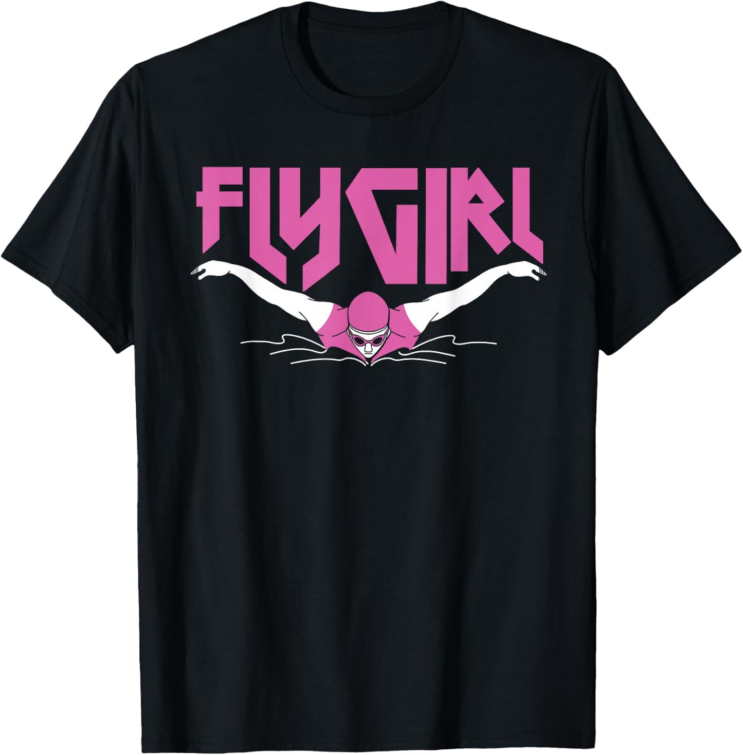 Swimmer Swim Fly Girl Butterfly Swimming 80'S Vaporwave T-Shirt - T-Shirt | Black