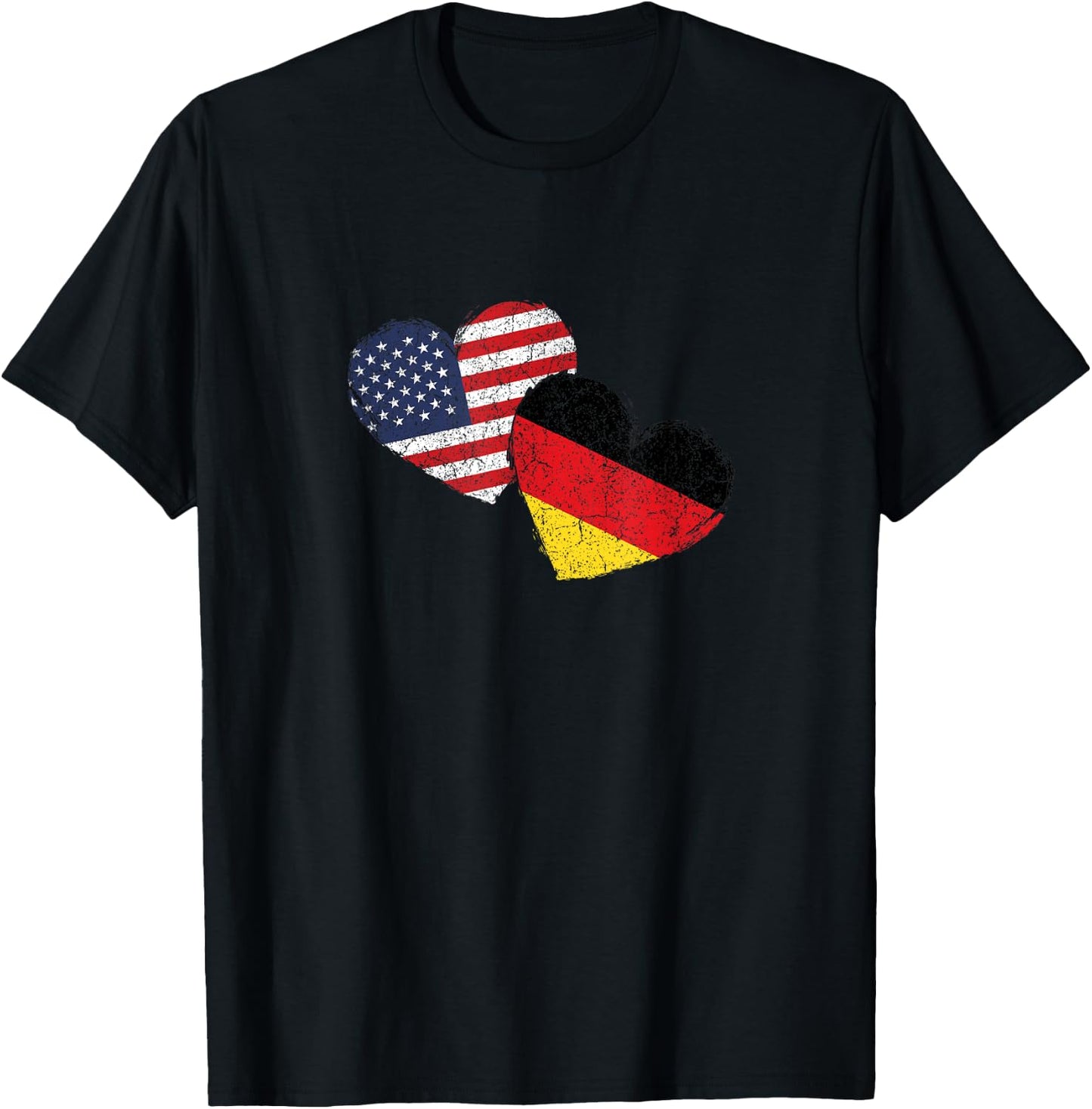 USA Germany Heart Country Flag German American T-Shirt - T-Shirt | Black