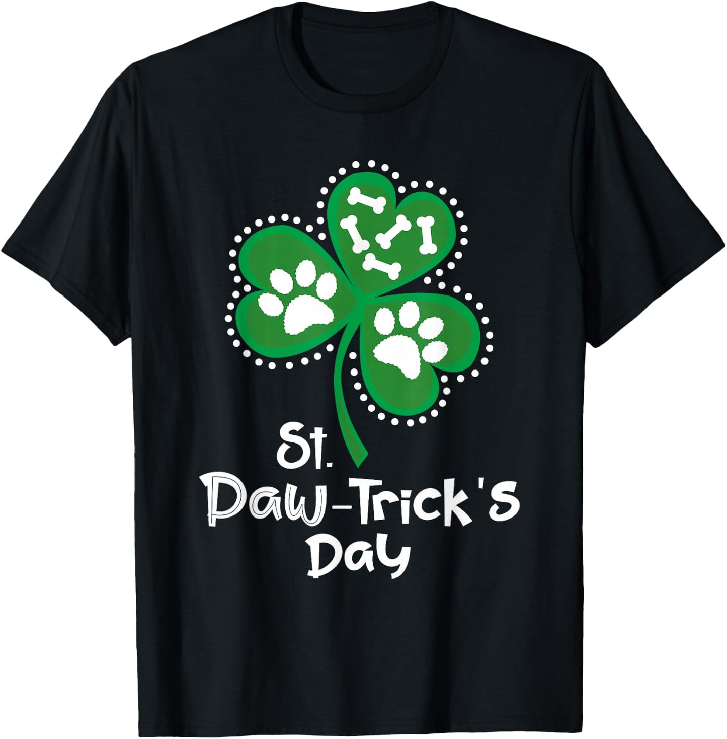 St Patrick's Day Gifts for Dog Lovers Paw Print Dog Owner Jersey T-Shirt - T-Shirt | Black