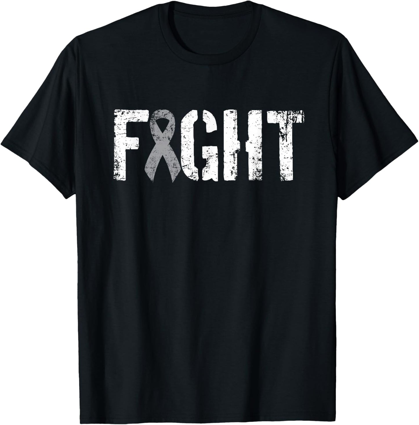 Fight Brain Cancer - Gray Tumor Awareness Ribbon T-Shirt - T-Shirt | Black