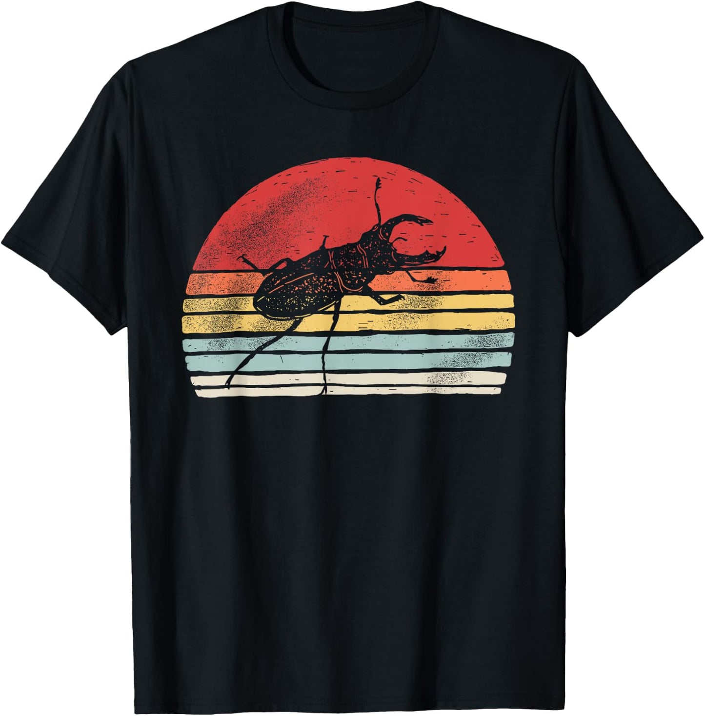 Vintage Retro Stag Beetle T-Shirt - T-Shirt | Black