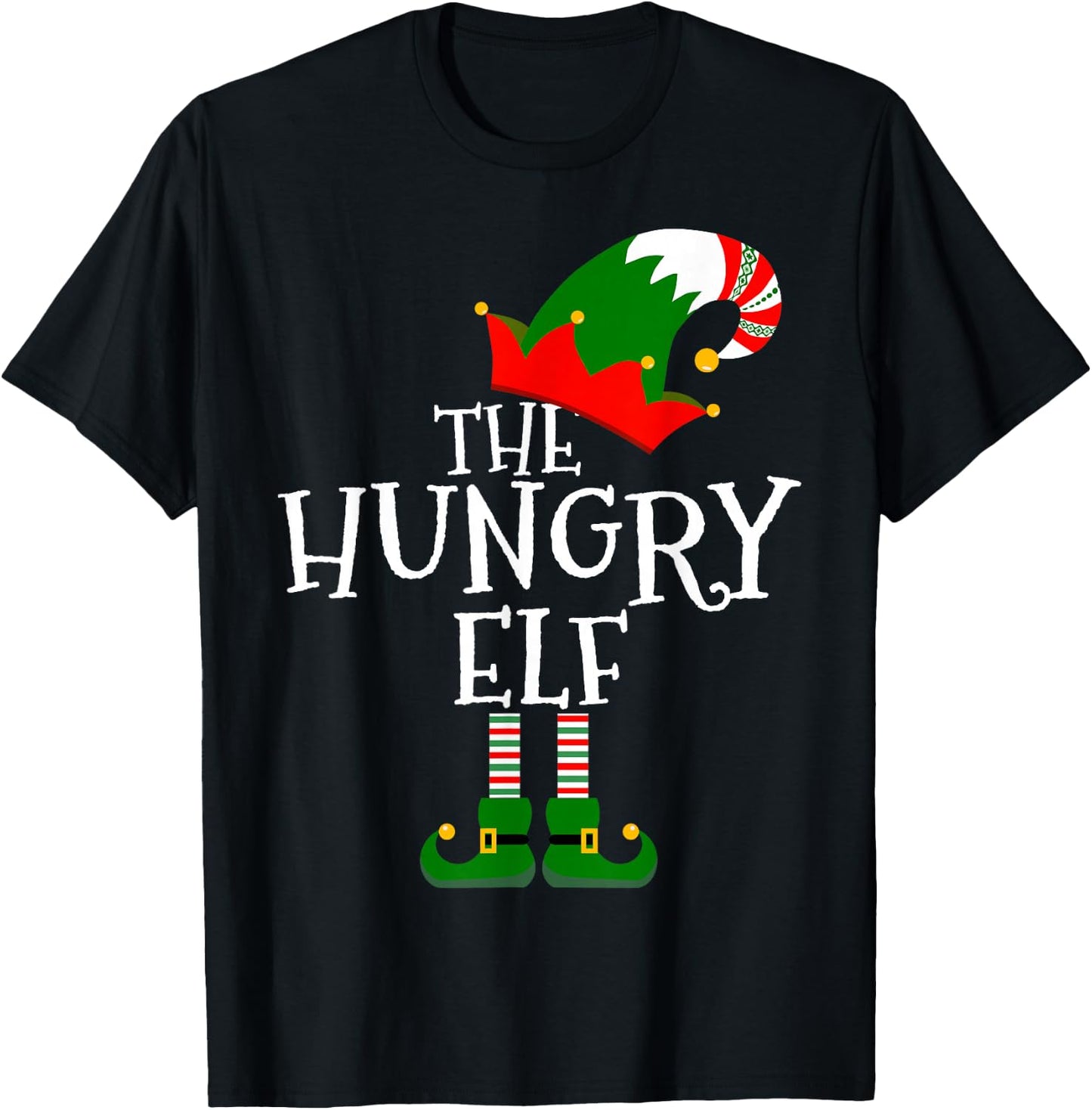 Funny The Hungry Elf Matching Family Group Gift Christmas T-Shirt - T-Shirt | Black