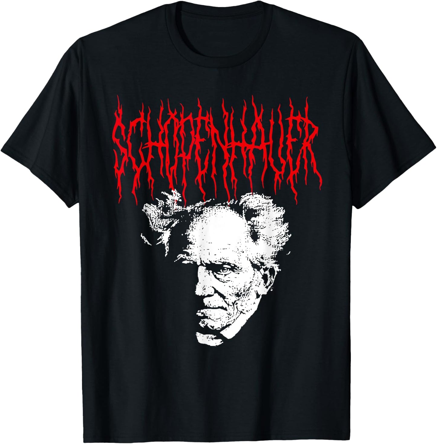 Arthur Schopenhauer Death-Metal Style Philosophy Design T-Shirt - T-Shirt | Black