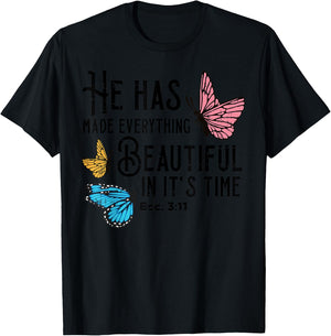 Everything Beautiful Bible Verse God Jesus Christian Gift T-Shirt - T-Shirt | Black