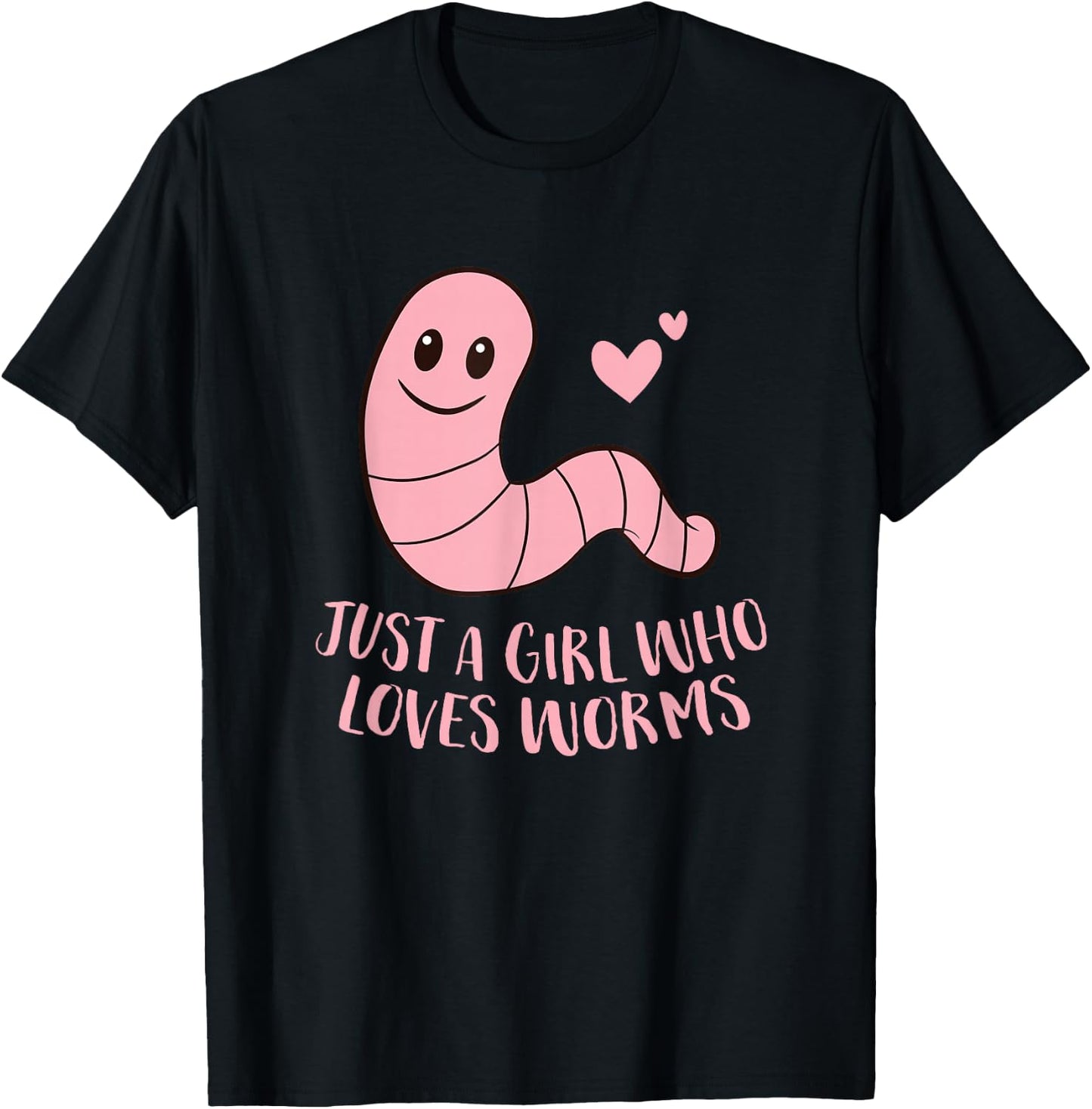 Just a Girl Who Loves Worms Cute Worm Girl Small T-Shirt - T-Shirt | Black