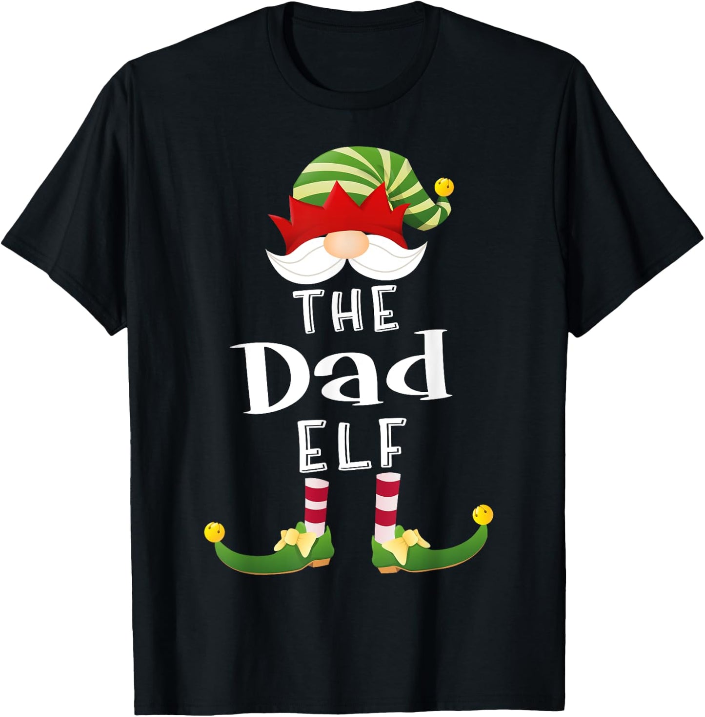 Dad Elf Group Christmas Funny Pajama Party T-Shirt - T-Shirt | Black