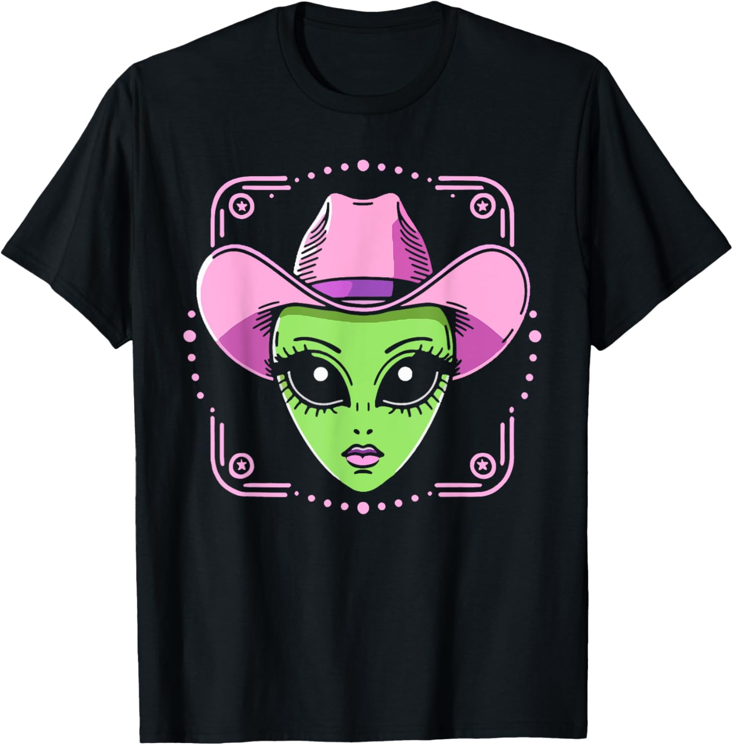 Alien Cowgirl Has Space Western UFO Howdy Rodeo Country T-Shirt - T-Shirt | Black