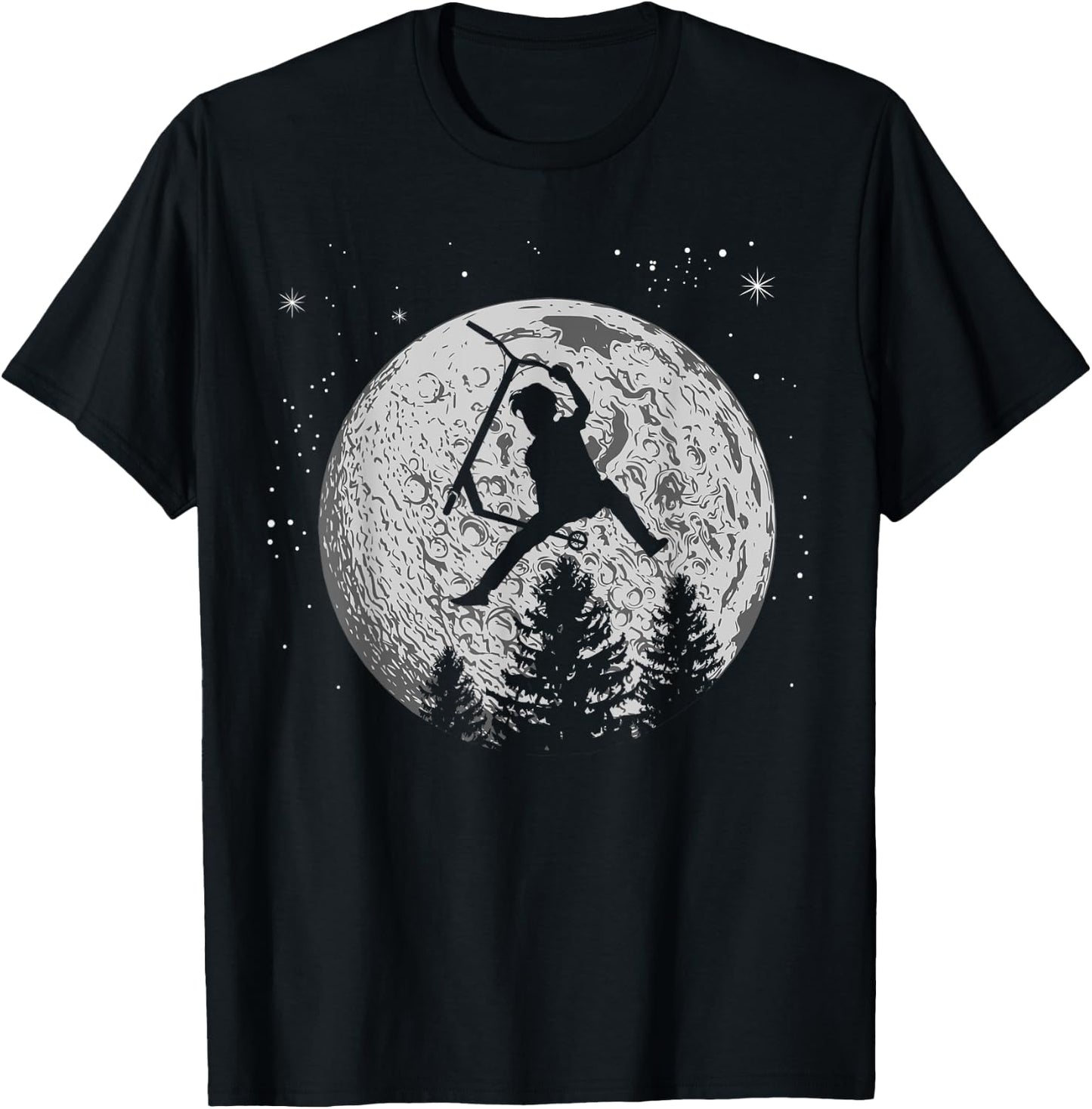 Scooter Stunt Retro Style Moon Scooter Gifts T-Shirt - T-Shirt | Black