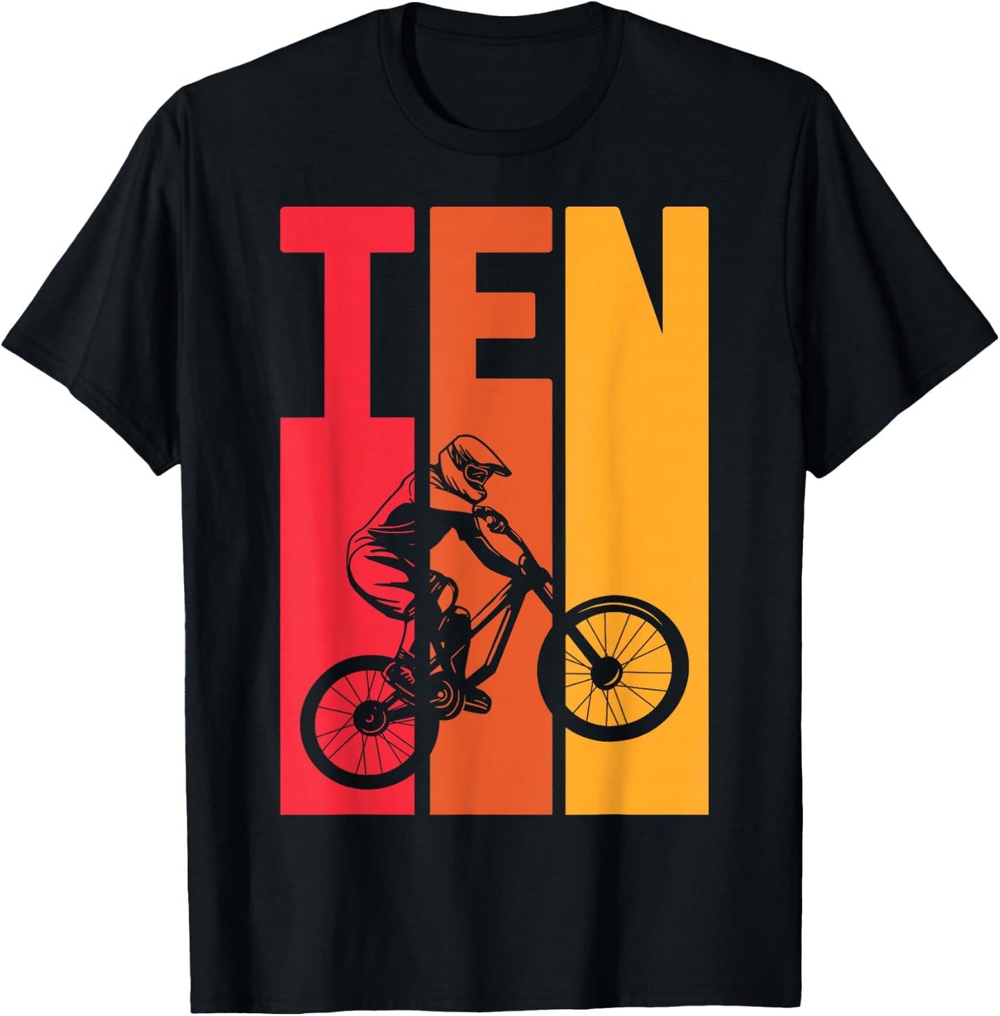 10 Year Old MTB Birthday Party Boys Downhill Mountainbike T-Shirt - T-Shirt | Black