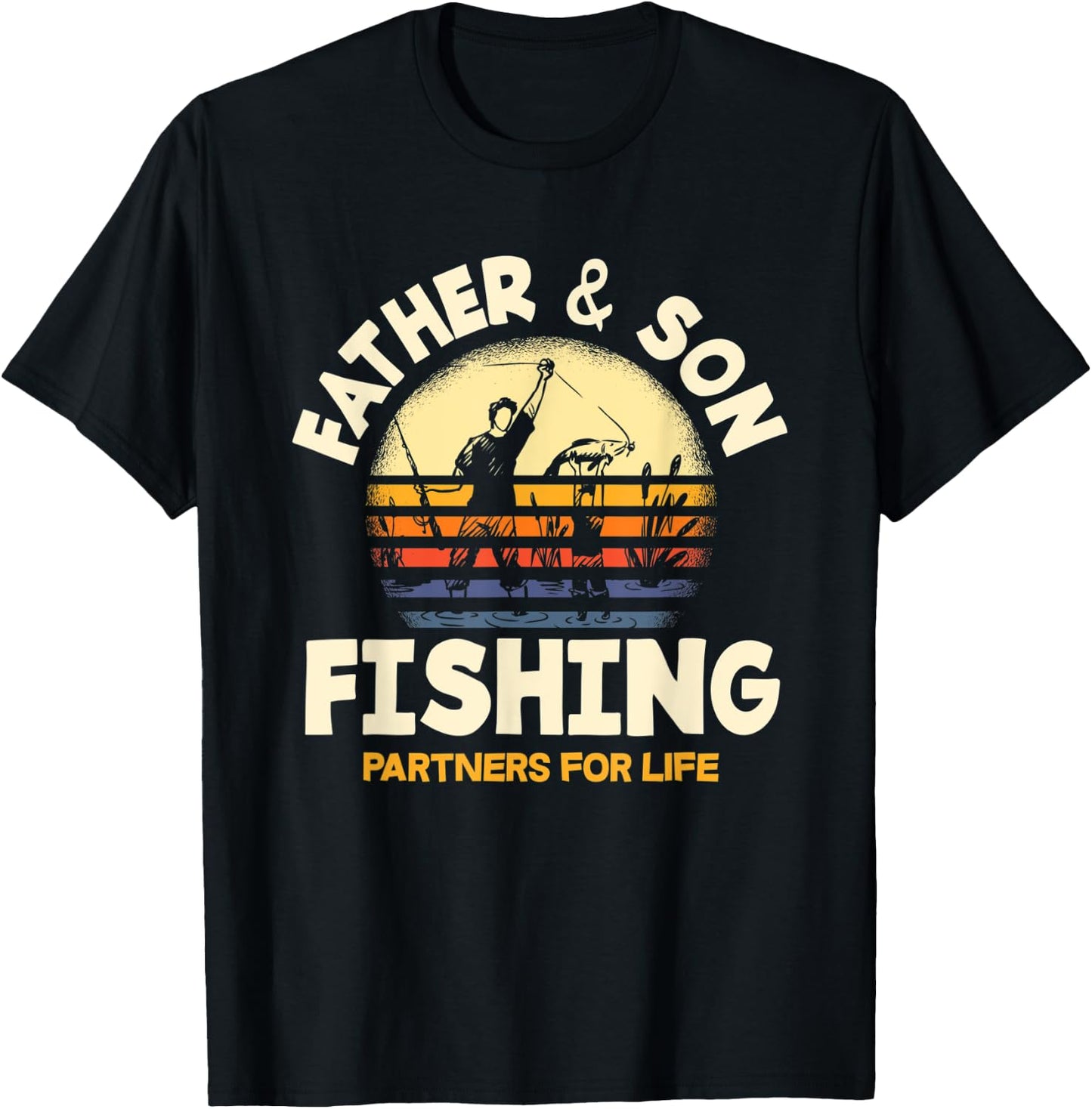 Father and Son Fishing Partners For Life Funny Fishing T-Shirt - T-Shirt | Black