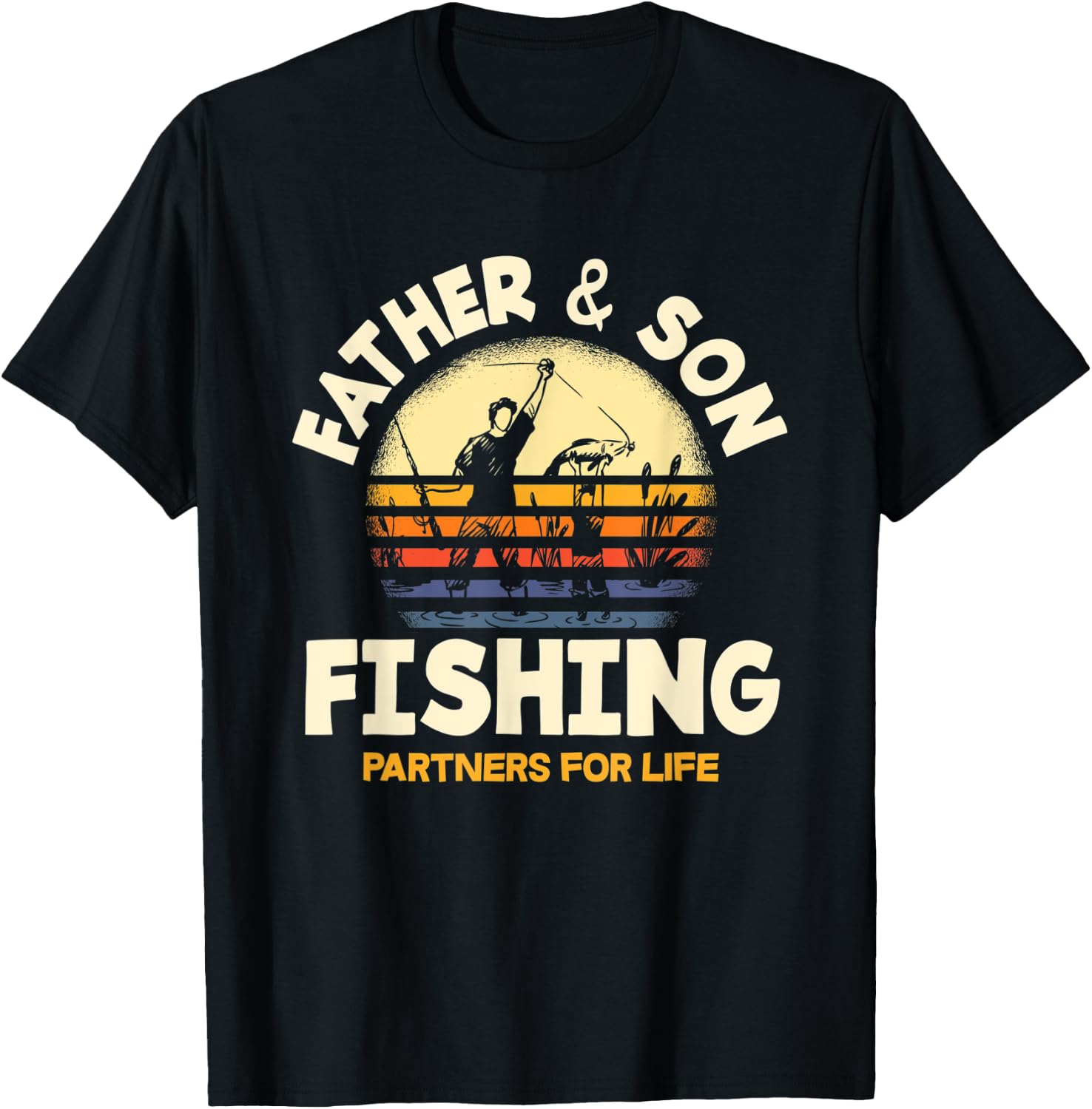 Father and Son Fishing Partners For Life Funny Fishing T-Shirt - T-Shirt | Black