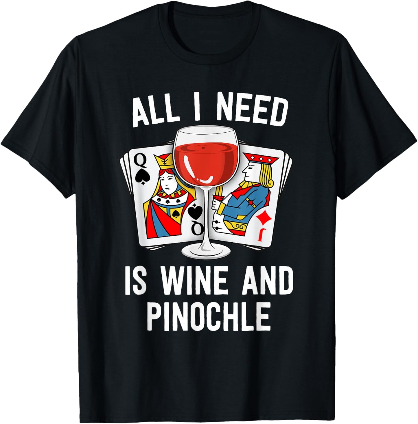 Funny Pinochle Shirt Wine And Pinochle Grandma Mom T-Shirt - T-Shirt | Black