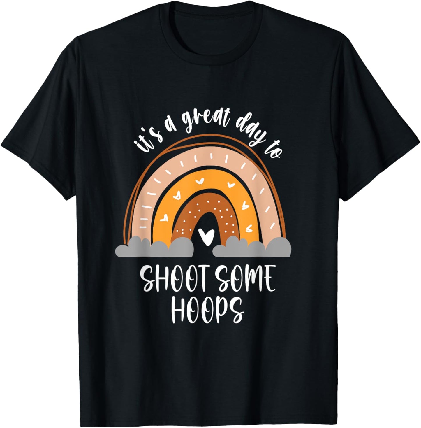 Basketball shoot hoops Boho Kids Heart Rainbow T-Shirt - T-Shirt | Black